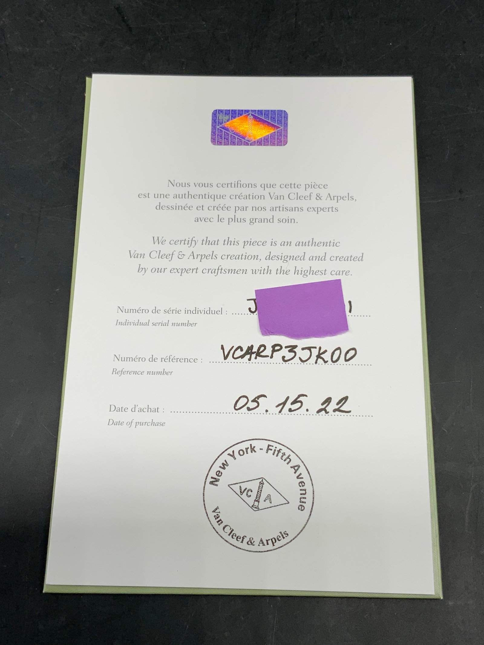 Van Cleef 18K Gold Alhambra Bracelet w Cert. - 7