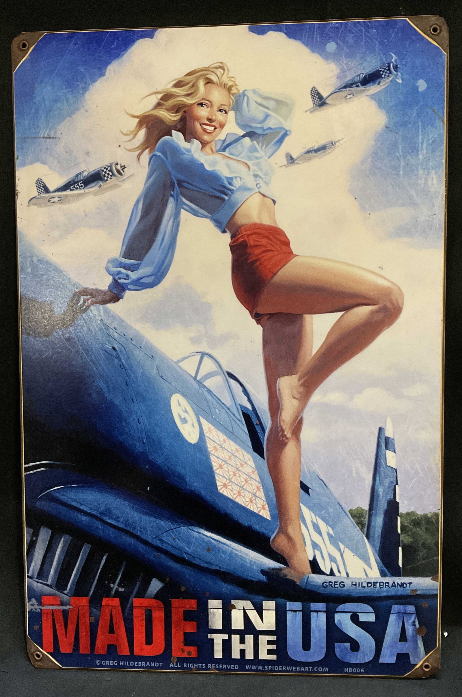 Greg Hildebrandt USA Pin-Up Art Repo Steel Sign (1 of 6)