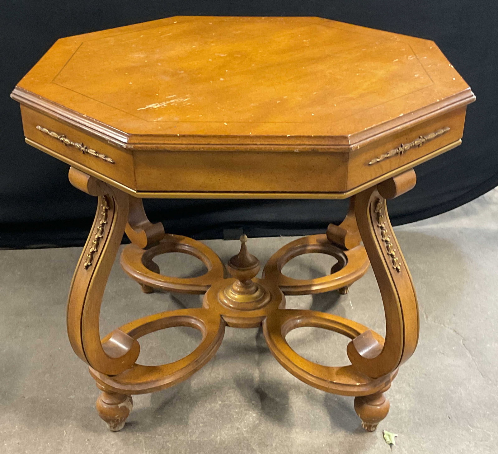 Vintage Octagonal Wood Side Table (1 of 6)