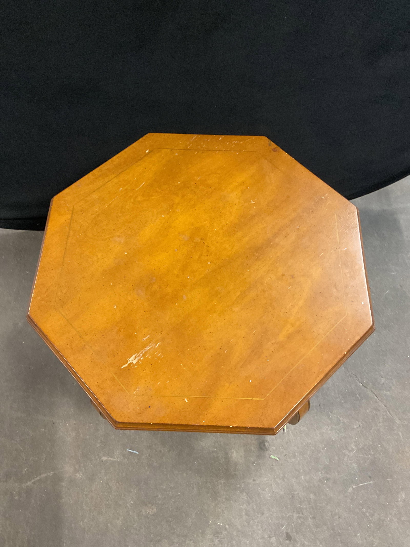Vintage Octagonal Wood Side Table - 2