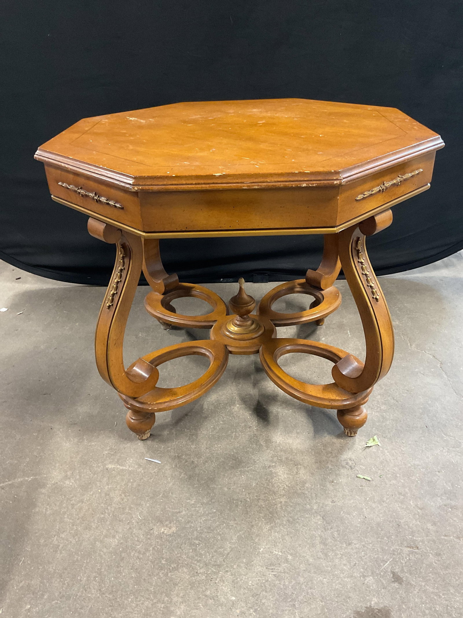 Vintage Octagonal Wood Side Table - 5