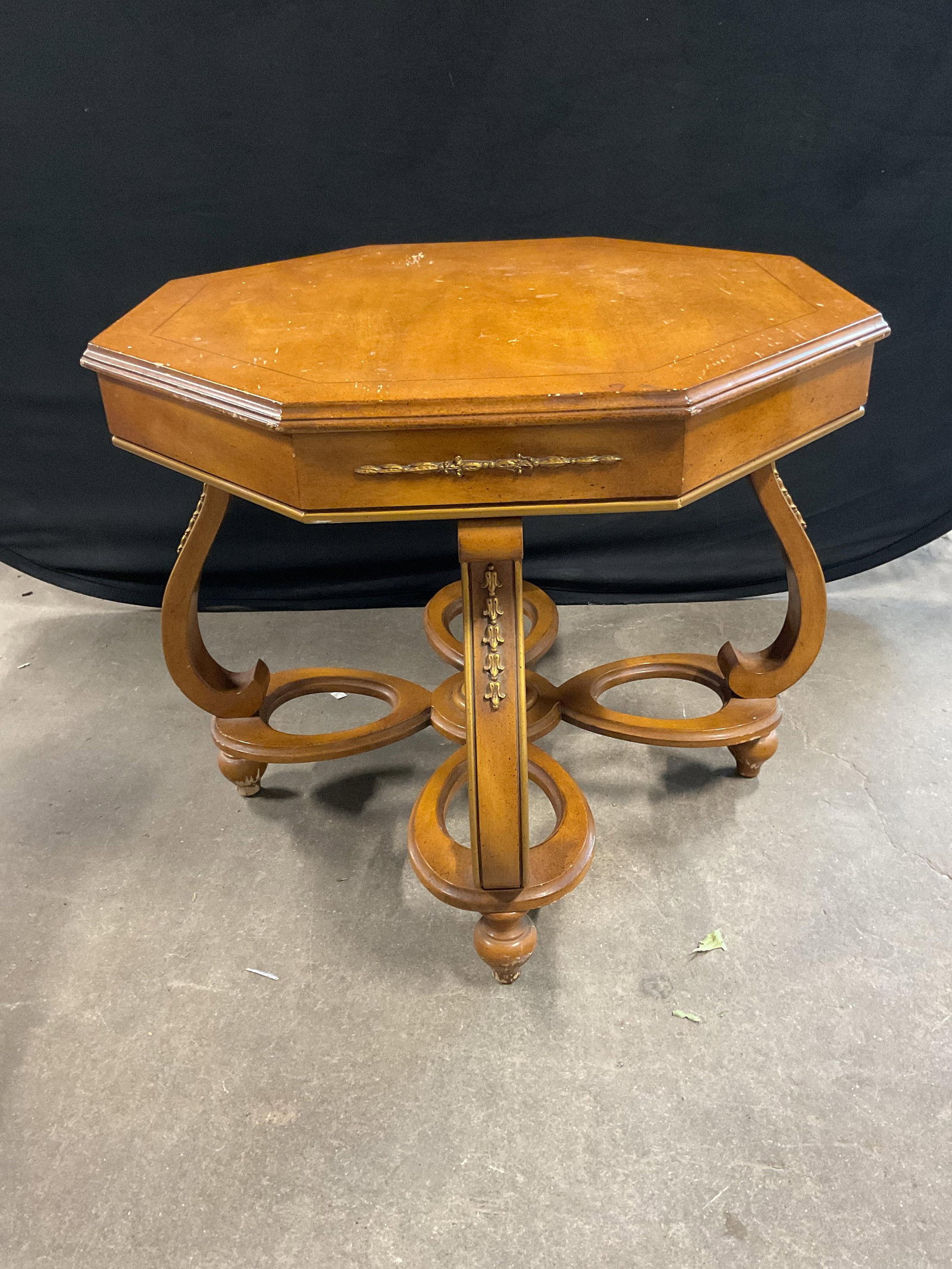 Vintage Octagonal Wood Side Table - 6