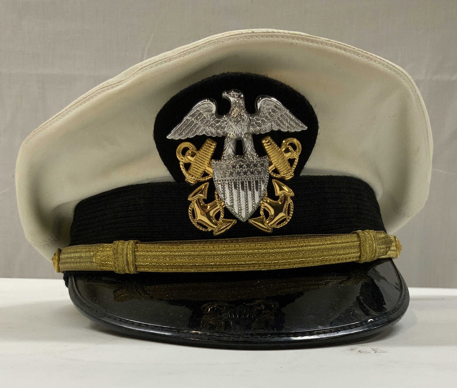 U.S Navy officers white service dress visor cap (1 of 7)