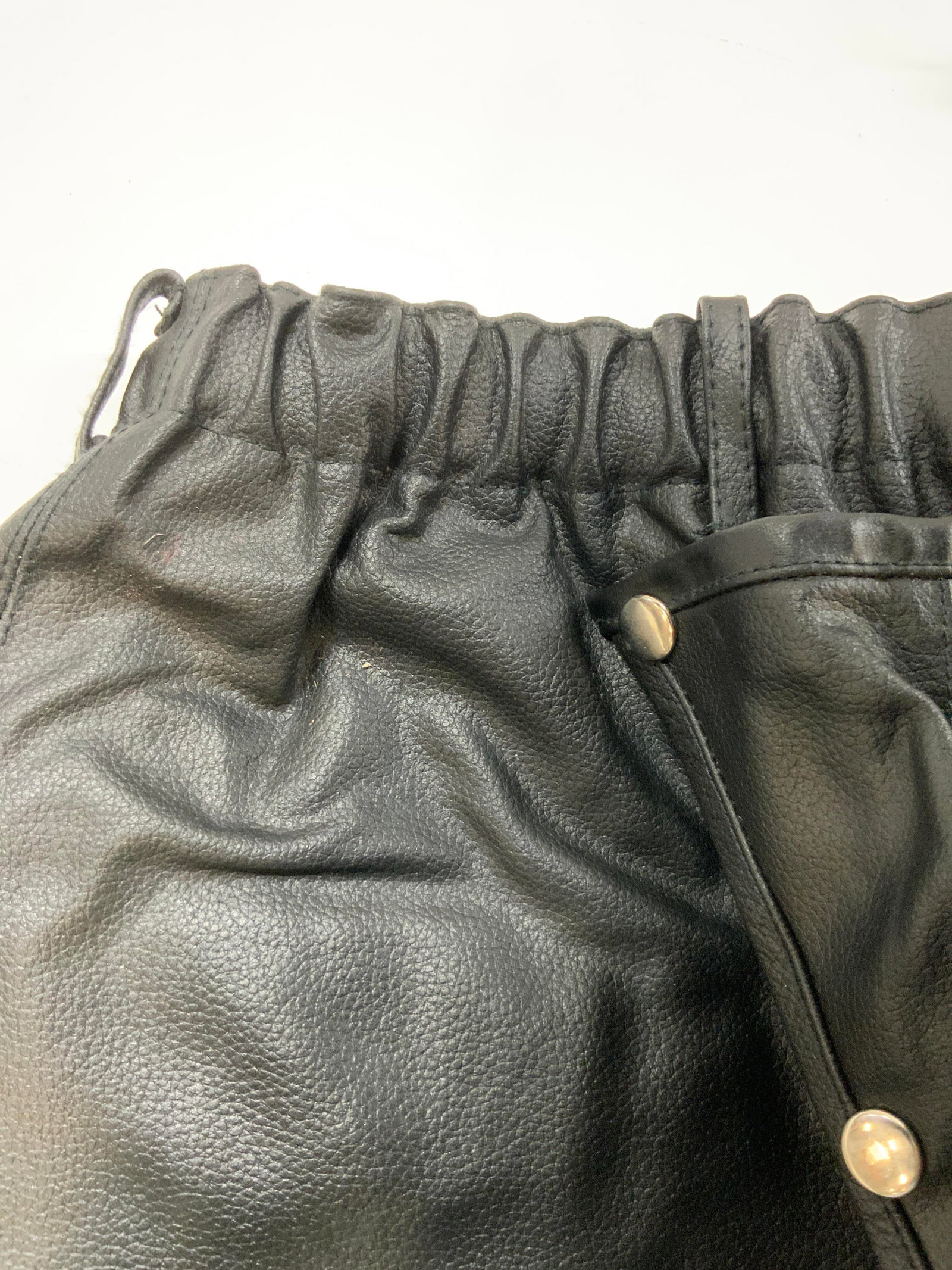 Leather riding chaps snap off crotch panel - 5