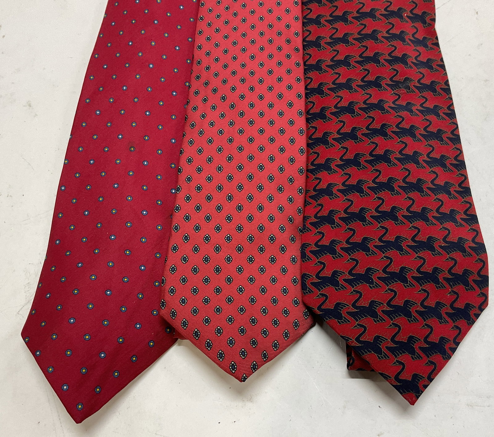 Lot 3 Assorted Red Pattern Silk Neck Ties Italy (1 of 8)