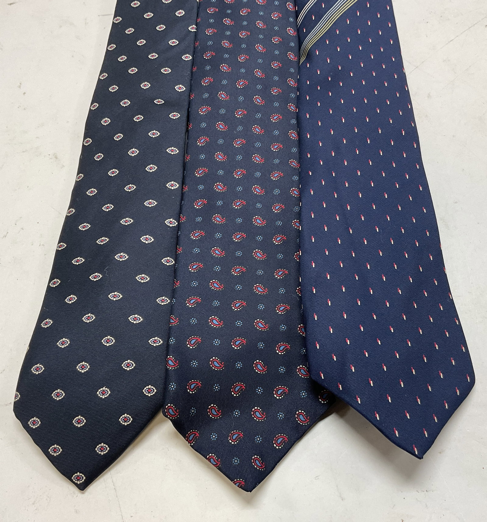 Lot 3 Assorted Blue Pattern Silk Neck Ties Italy (1 of 7)