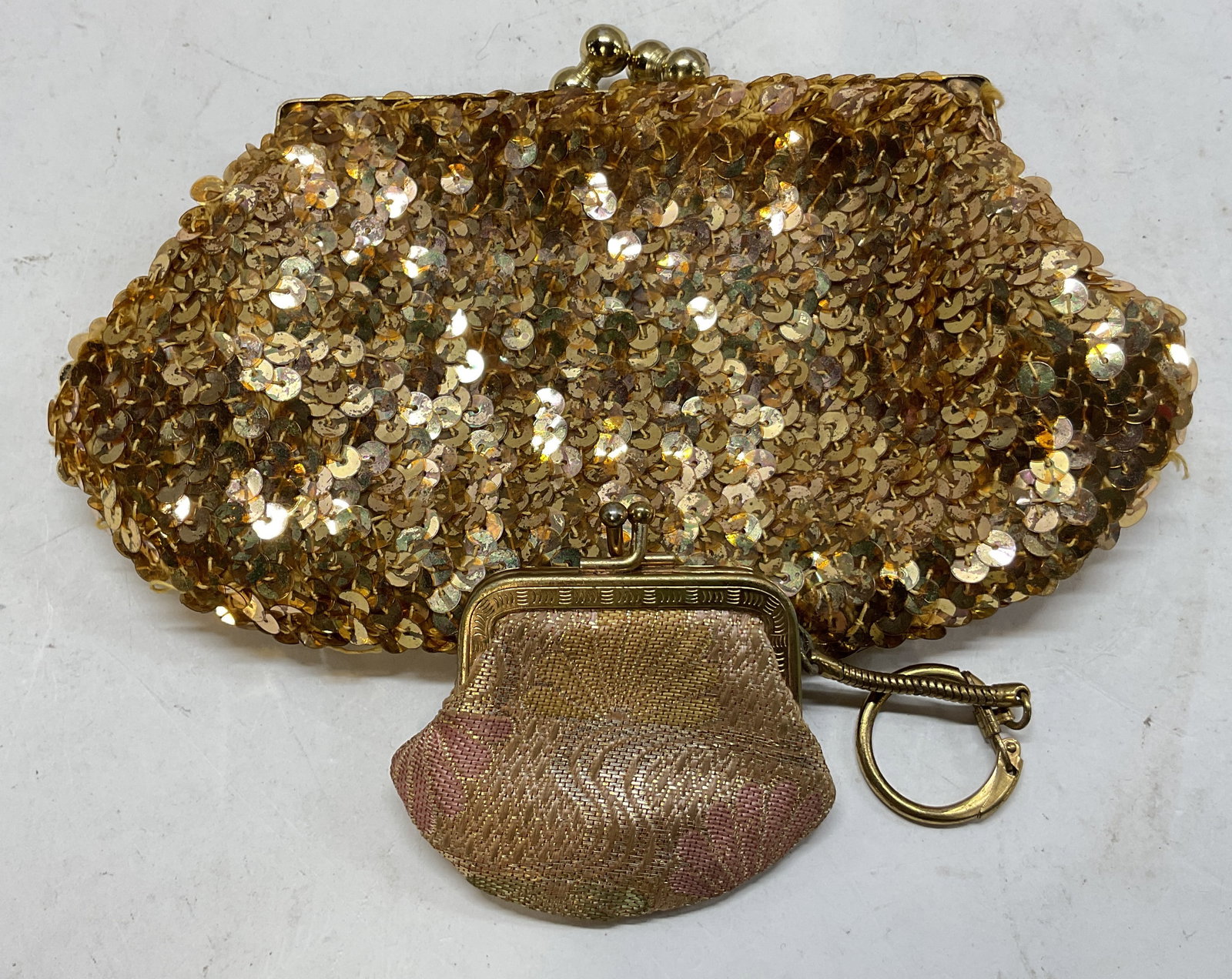 Lot 2 Vtg Sequin Purse & Floral Coin Purse Japan (1 of 15)