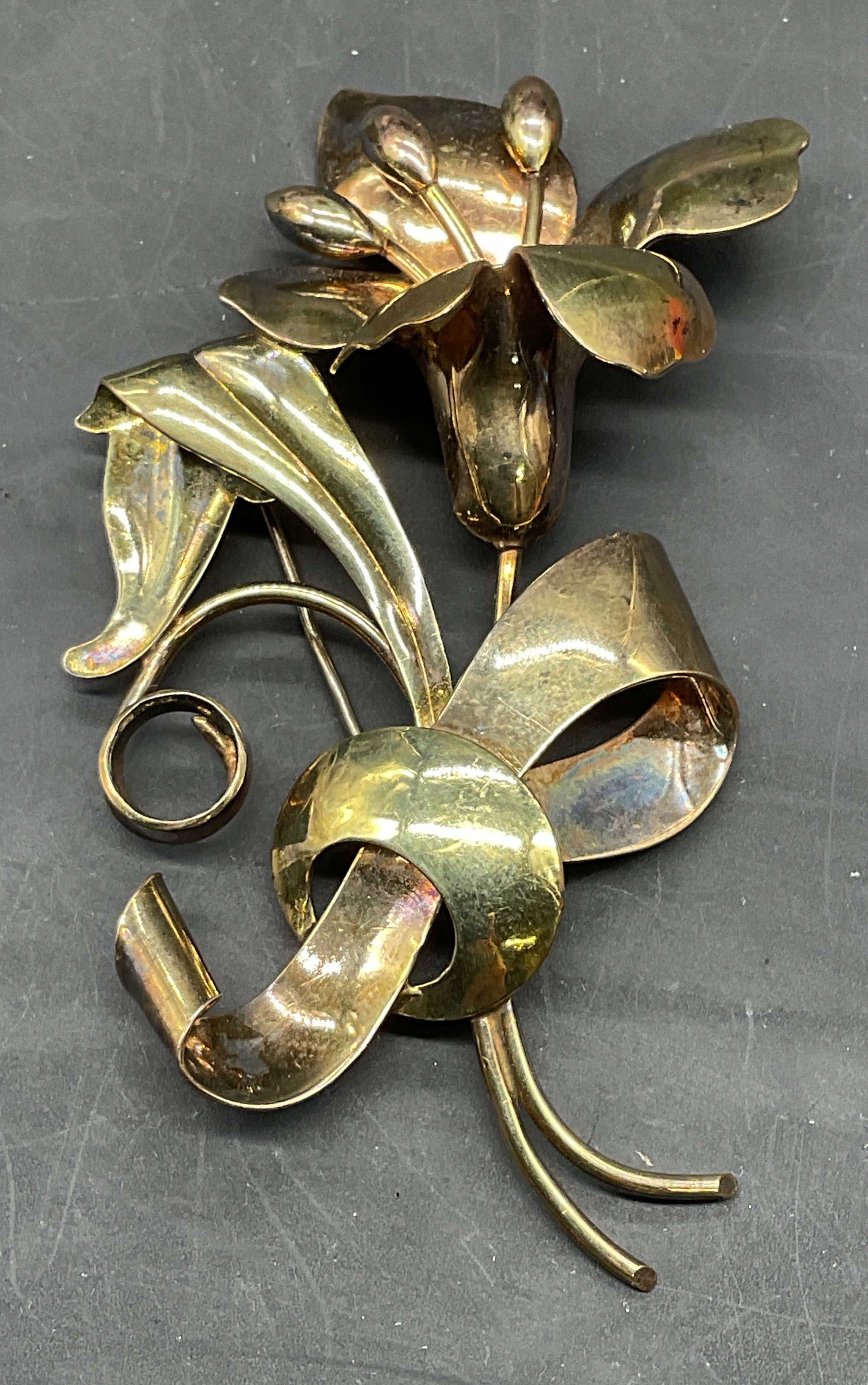 Carl Art 12k GF Sterling Silver Flower Brooch (1 of 6)