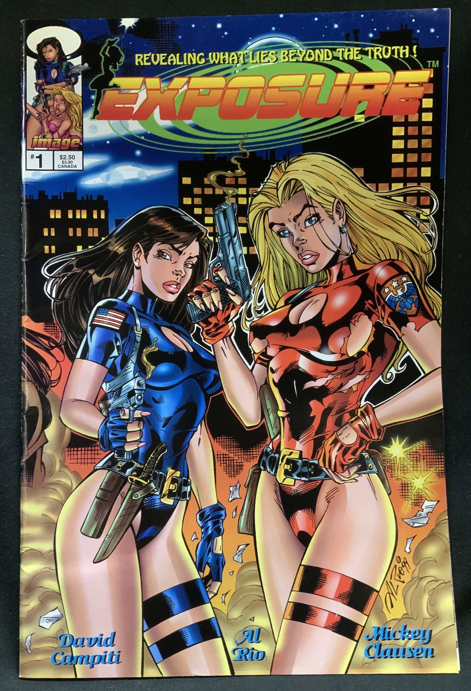 1999 Exposure Issue #1 Image Comic Bk: Exposure. Published by Image Comics in Nov 1999. Vol. 1 Issue #1. Front cover features illustrations & creative team names. David Campiti, Al Rio & Mickey Clausen. Surface wear consistent to age, use 