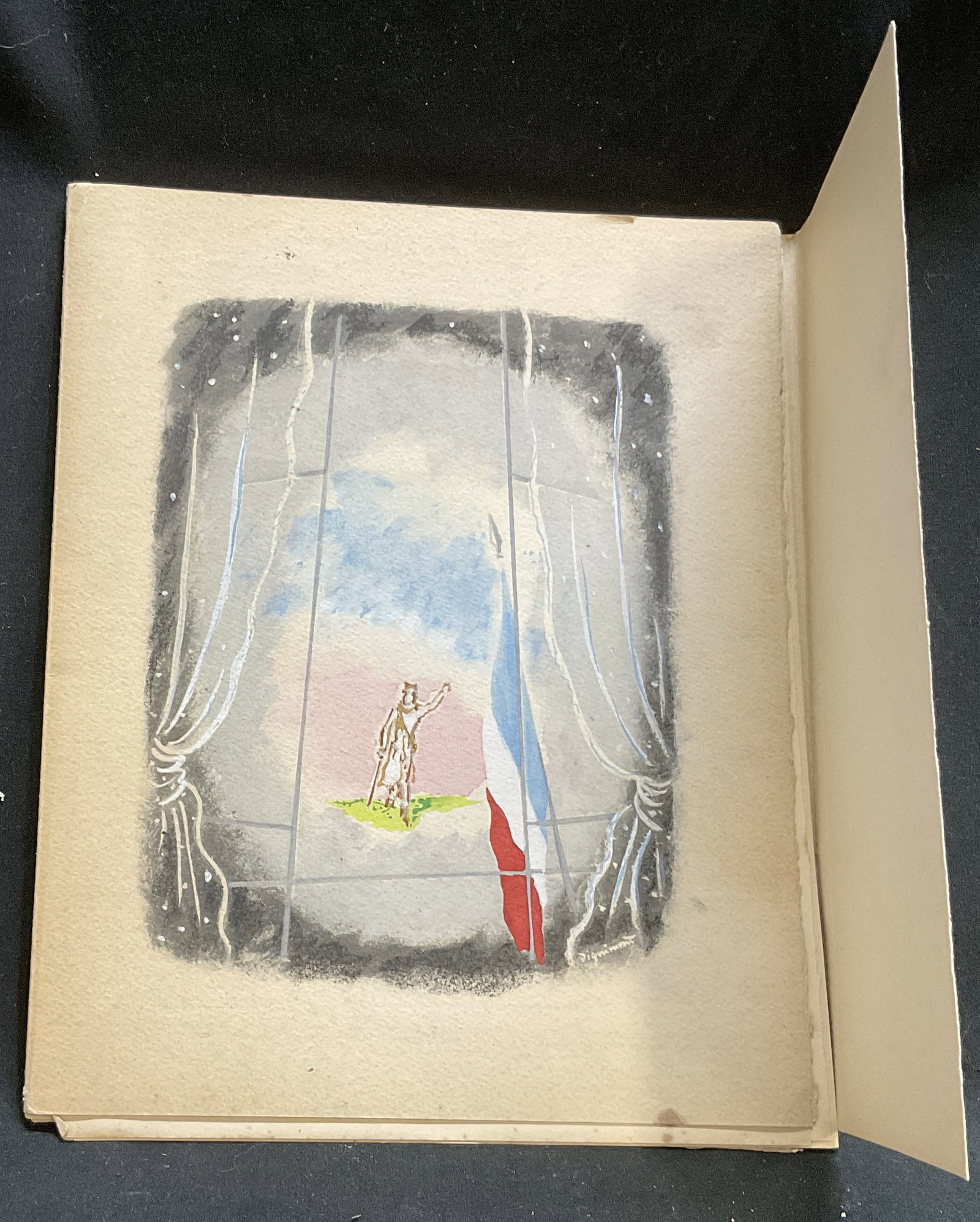 40s FRENCH ILLUS Post WWII Literary Portfolio: Vintage 1940s French Illustrated Commemorative Post WWII Literary Portfolio. Features Essays and Poems Reflecting on World War II and Colorful Lithographs by Various Artist Such as Madeleine Luka,