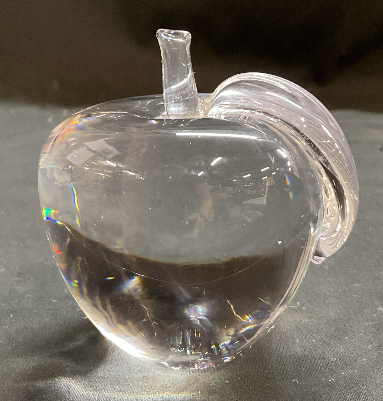 Vintage Clear Glass Apple Paperweight (1 of 6)