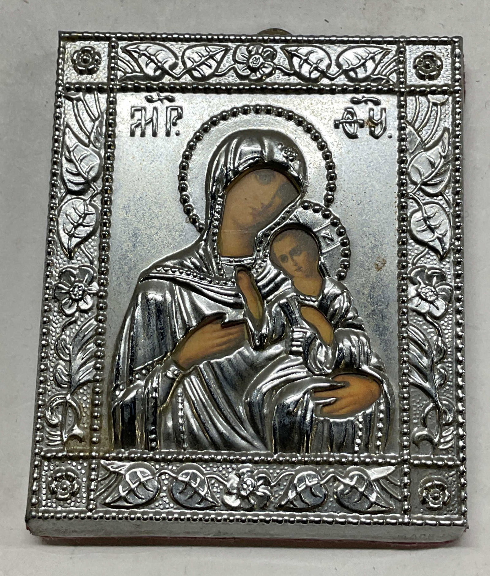 Vtg Traditional Silver Toned Religious Travel Icon (1 of 8)