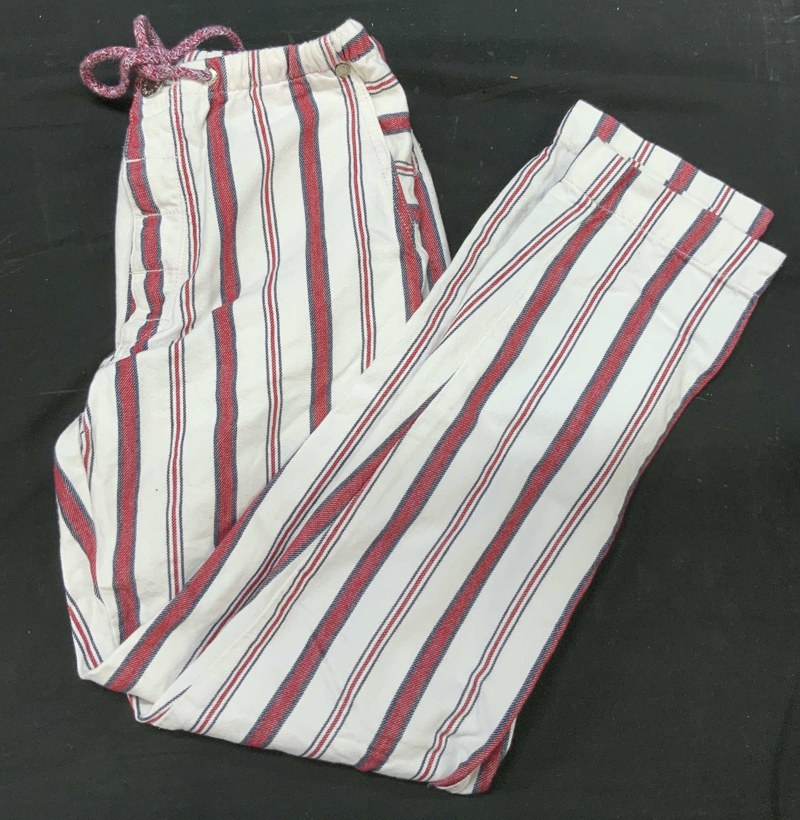 Vntg Zadig&Voltaire raye striped cotton trousers.: Vintage Zadig&Voltaire raye striped cotton trousers. Originally purchased in France from French brand Zadig&Voltaire. Size 34. Crafted from 100% lightweight cotton poplin for warm weather. Classic
