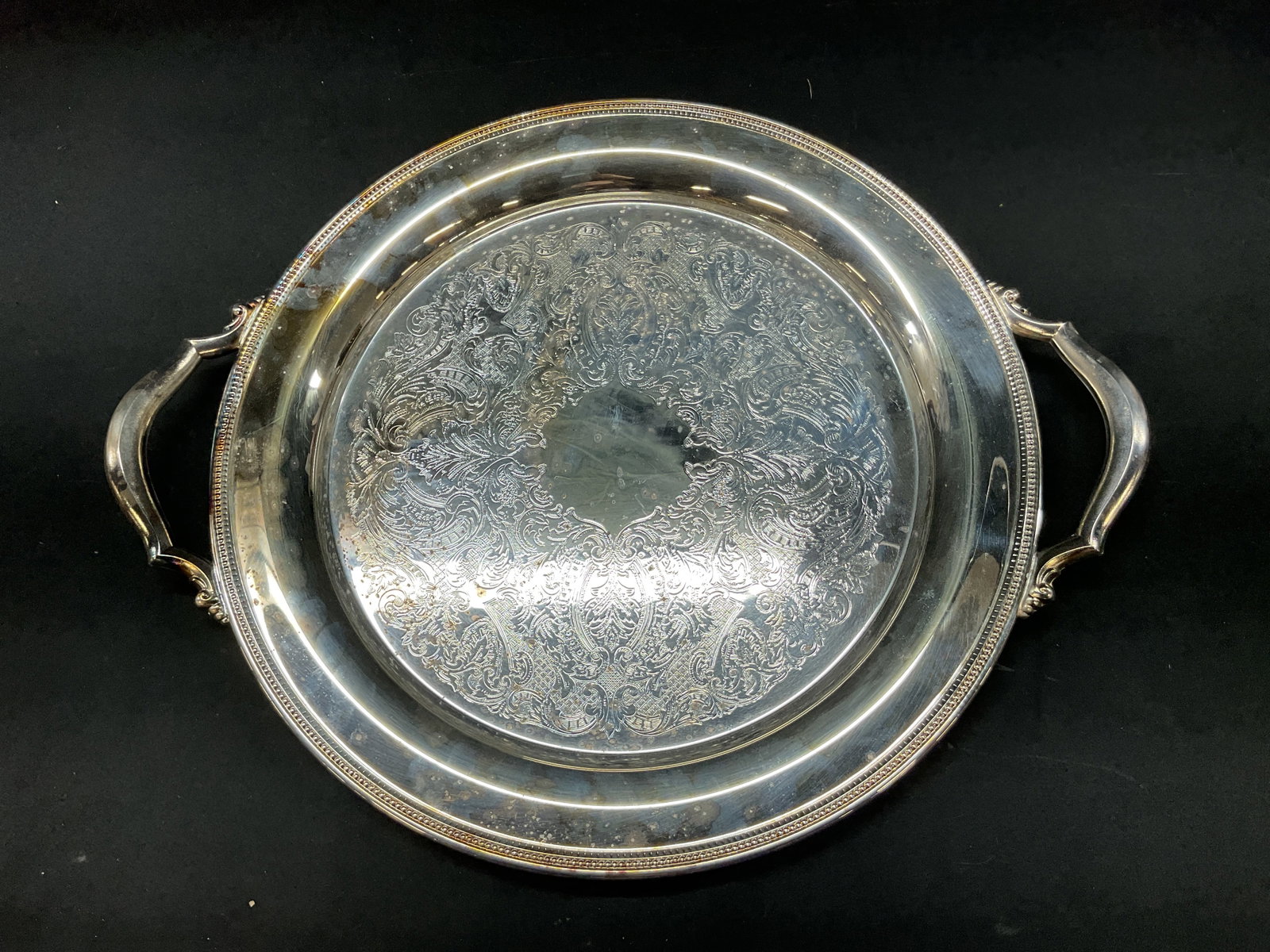 Oneida Silver Plated Handled Serving Tray USA - 2