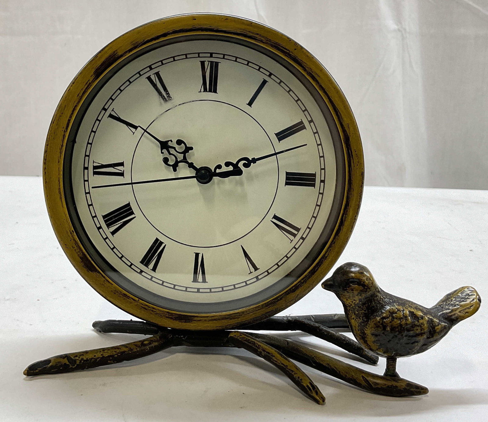 Vintage Bird & Branch Metal Mantle Clock (1 of 8)
