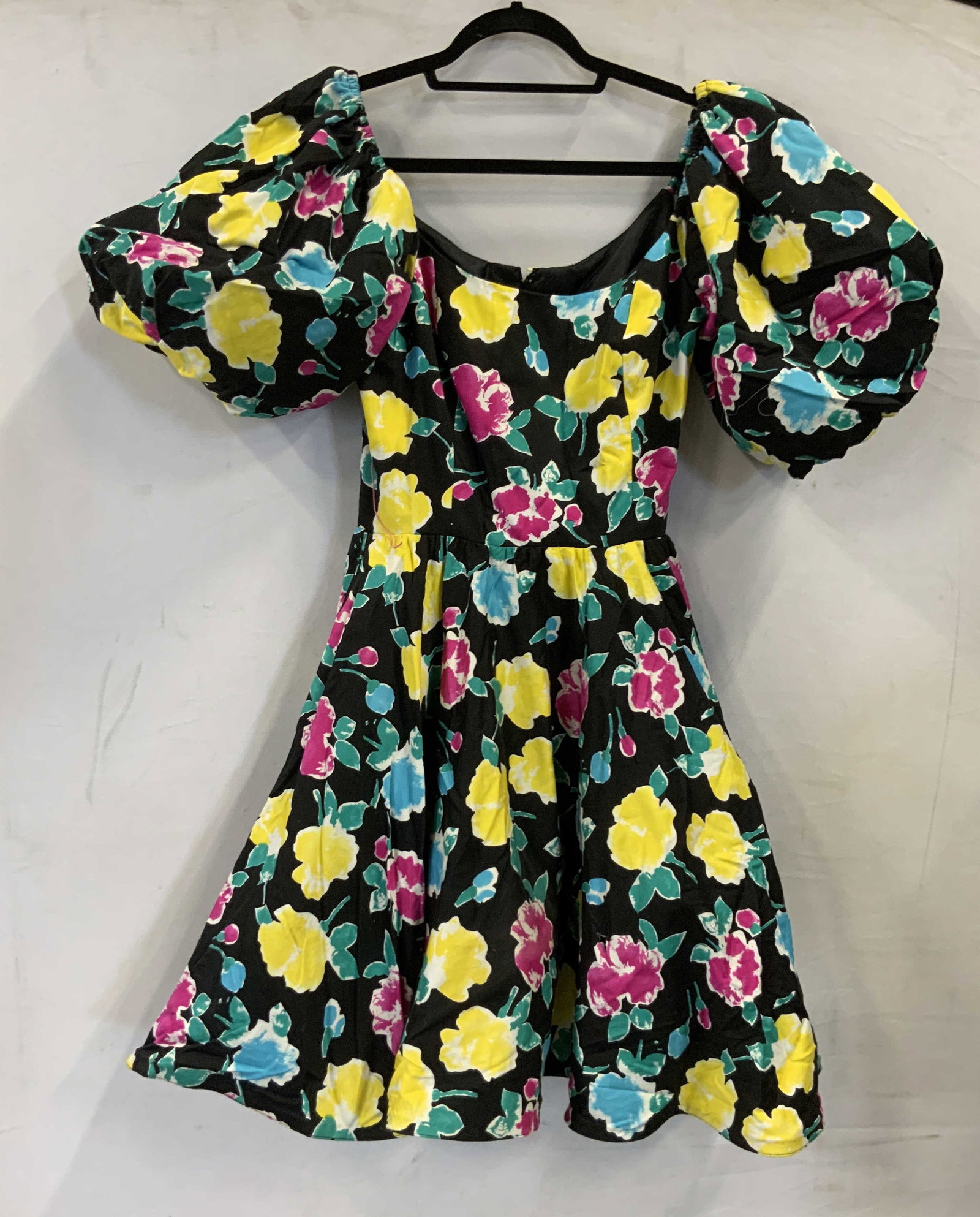 Vntg Victor Costa puff sleeve dress, 1980s USA (1 of 9)