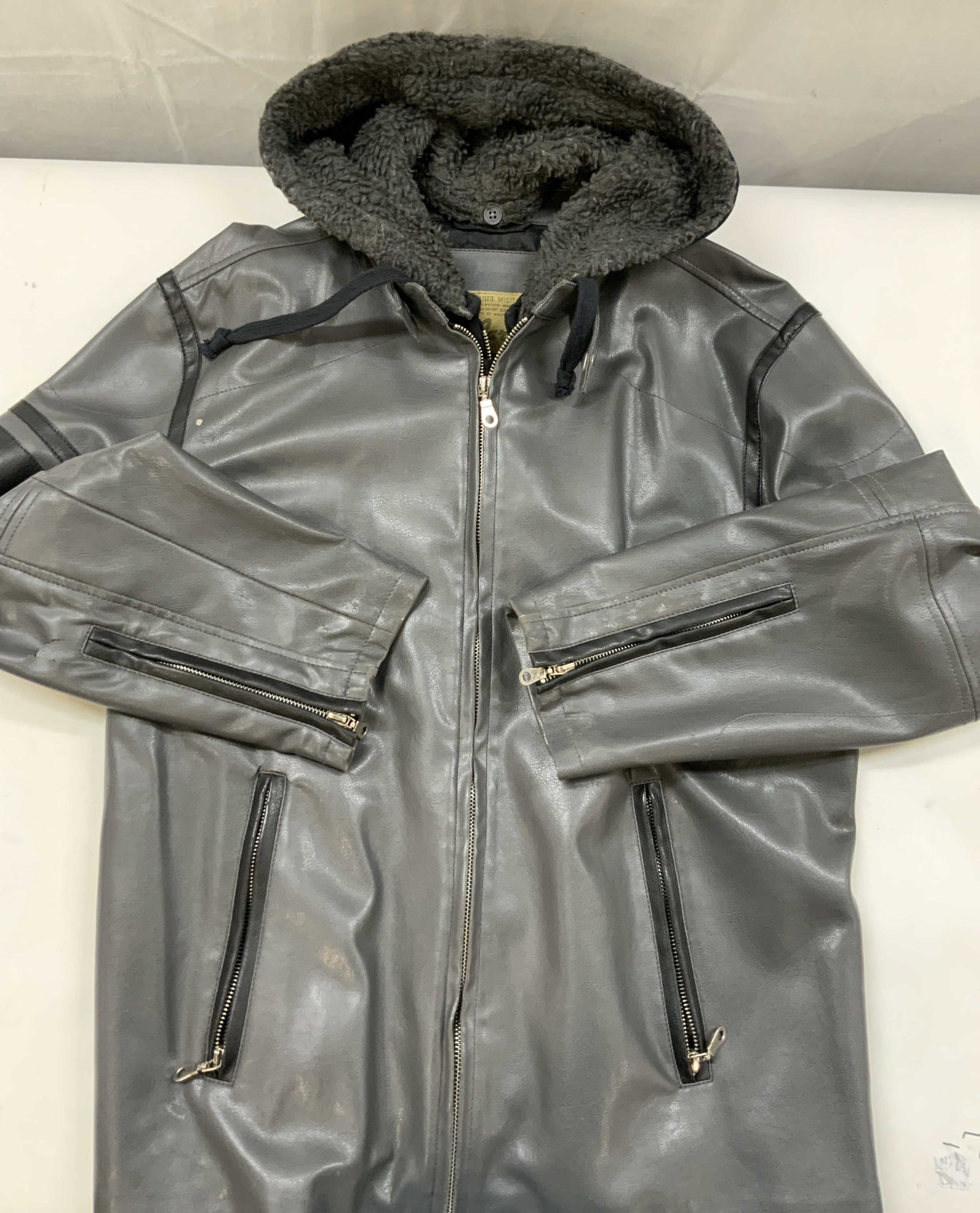 Vntg Parts, SAMA layered moto leather jacket 1990: Vintage parts , Surplus Apparel Military Academy layered leather jacket. Size medium. Features a 2 in one design. Fully removable black knit hoodie insert that zips out, converting piece from winter