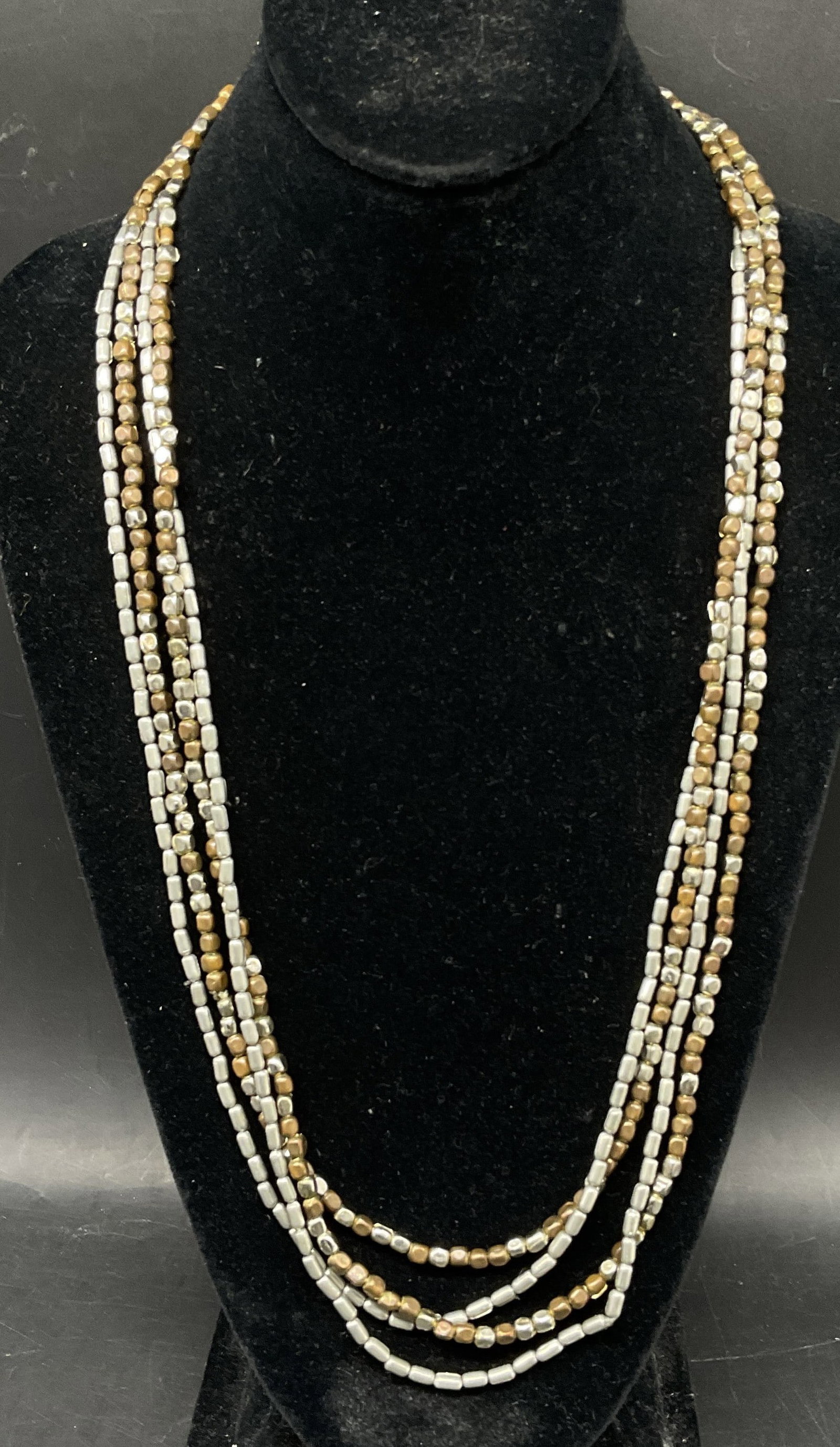 VTG Multi-Strand Metallic Seed Bead Necklace (1 of 7)