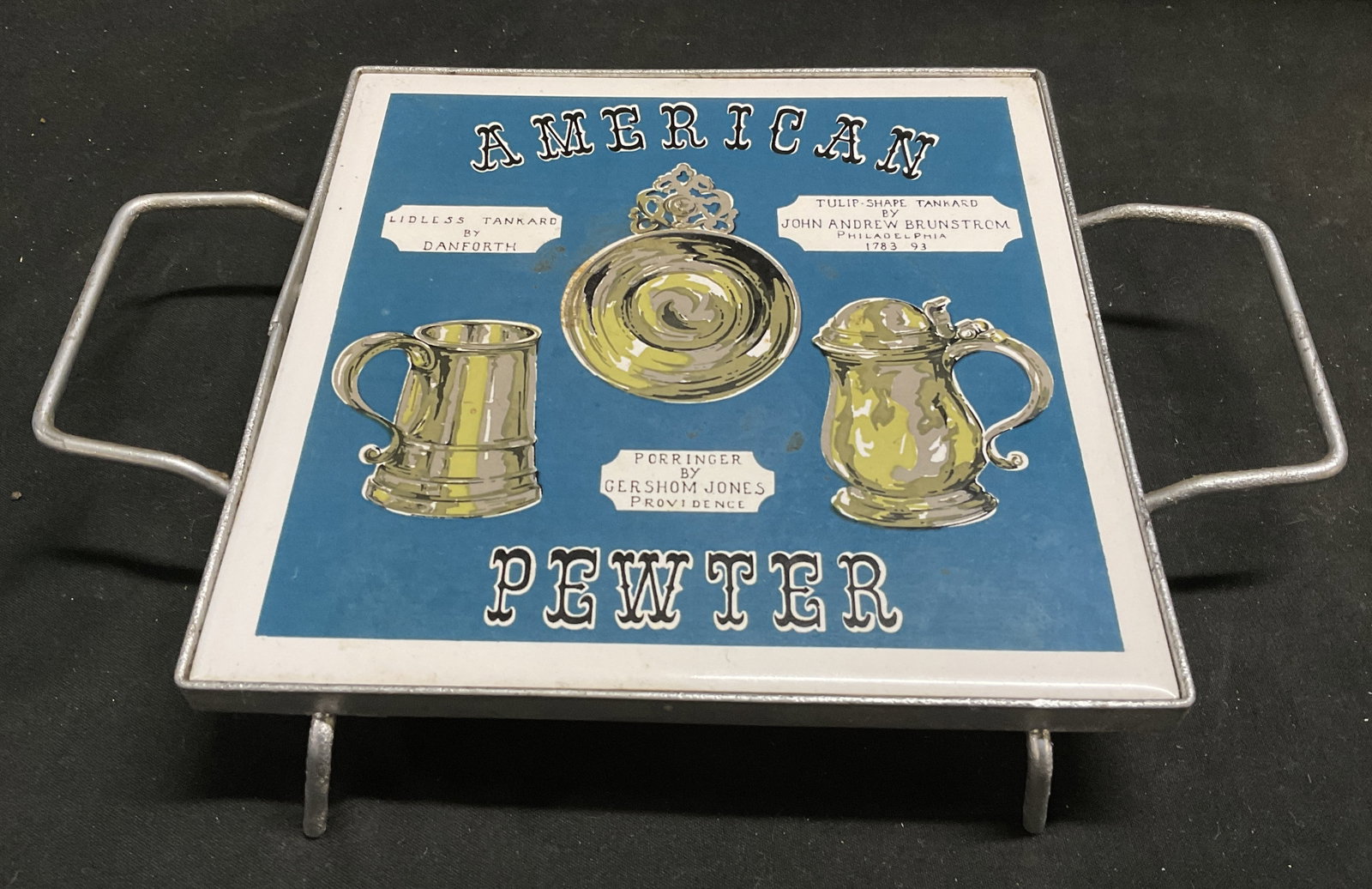 VTG Richards American Pewter Tile Trivet ENGLAND (1 of 6)