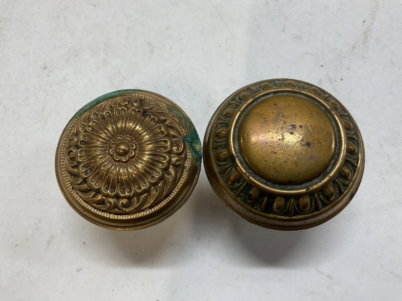 Lot 8 Antique Assorted Brass Door Knobs - 6