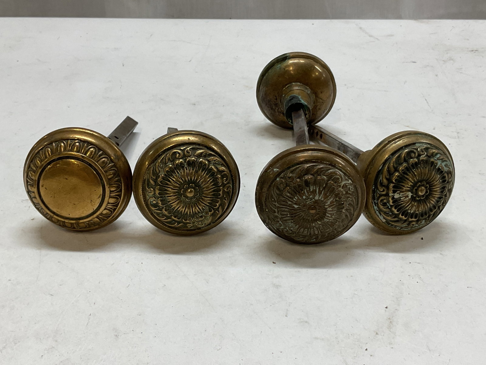 Lot 8 Antique Assorted Brass Door Knobs - 7