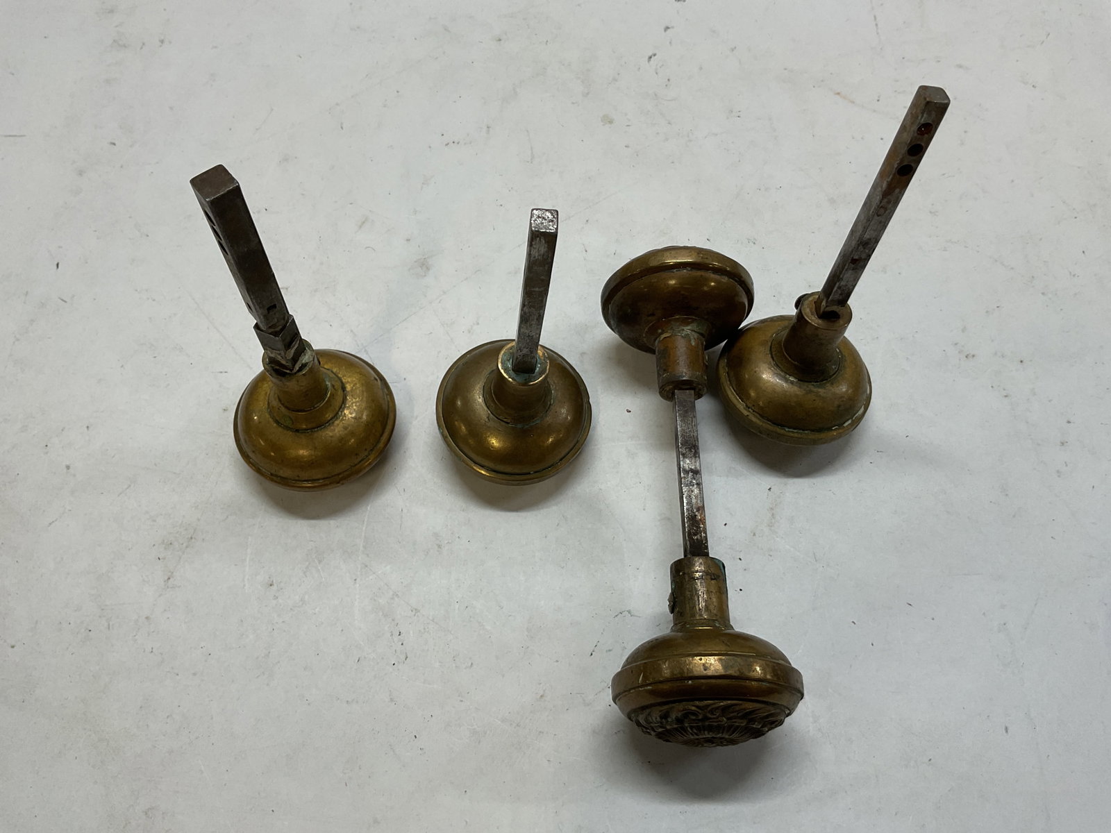 Lot 8 Antique Assorted Brass Door Knobs - 8