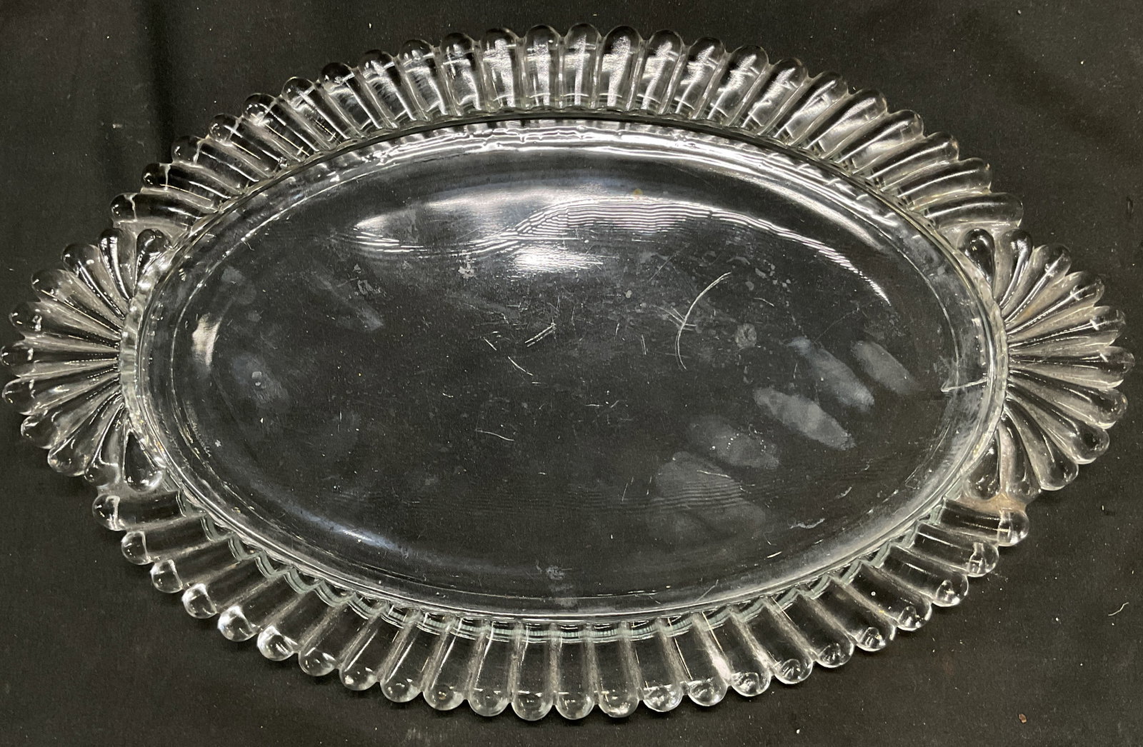 Vintage Clear Glass Oval Vanity Tray (1 of 8)
