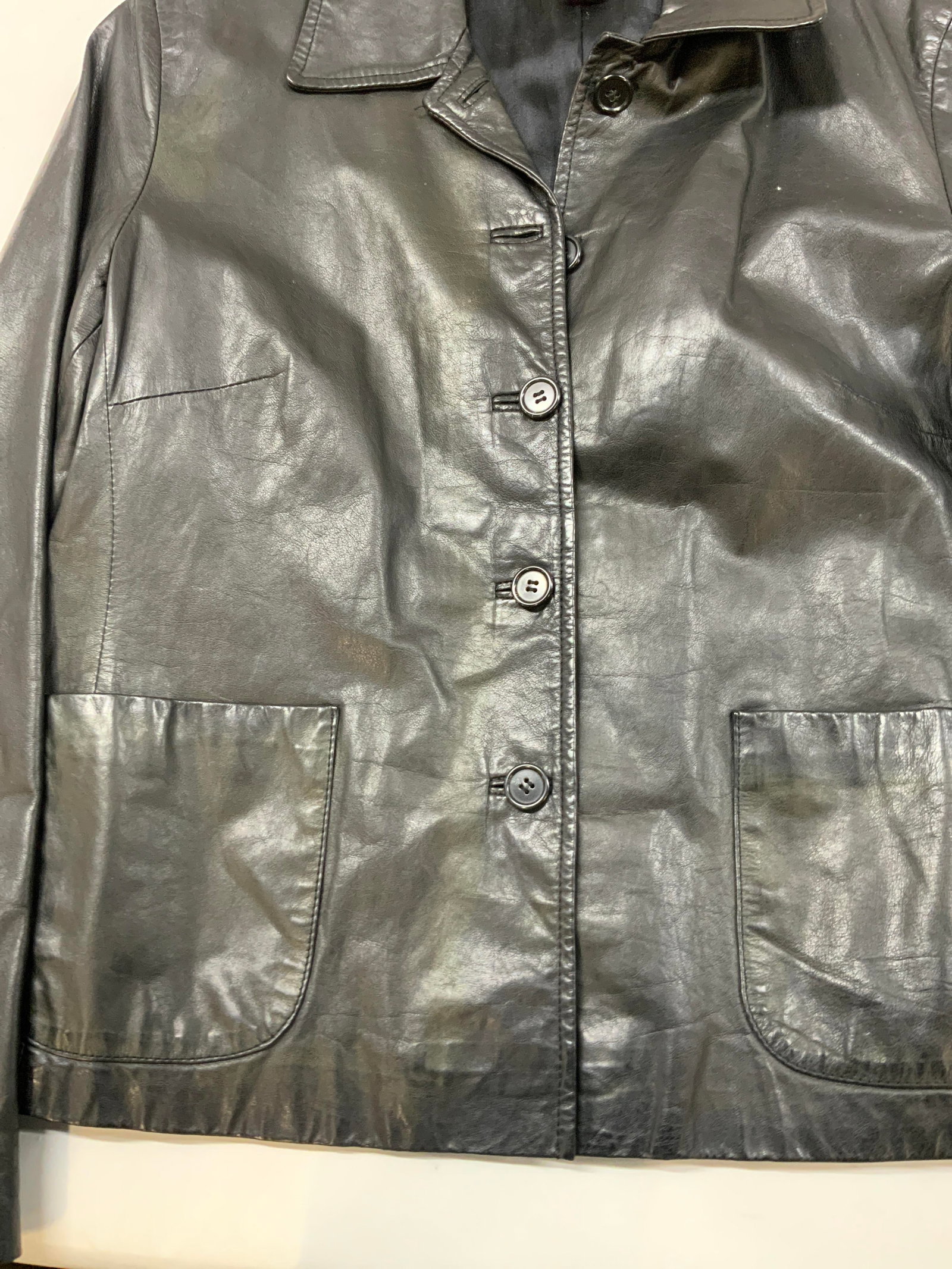 Vntg J.Crew black leather jacket - 3
