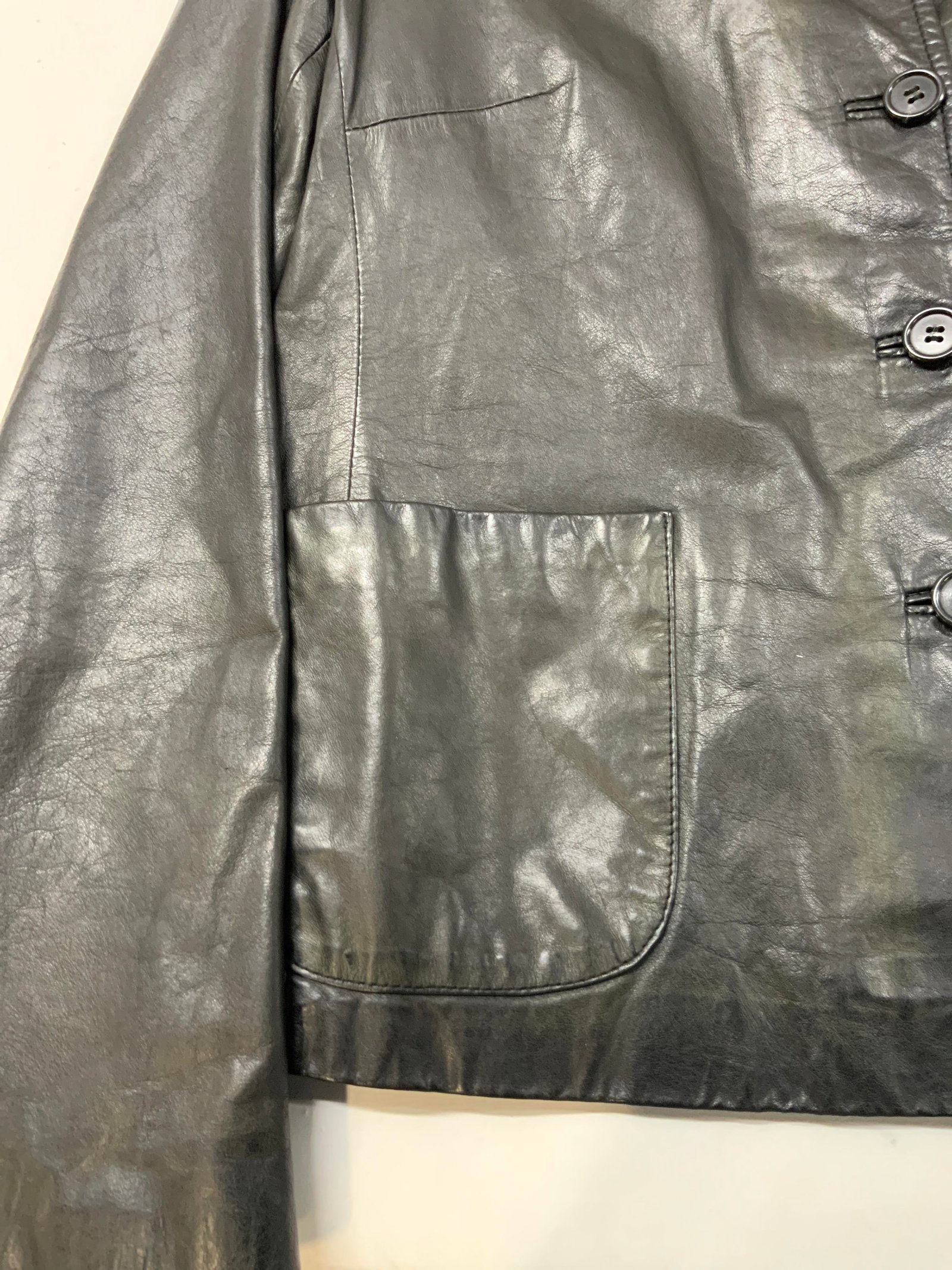Vntg J.Crew black leather jacket - 4
