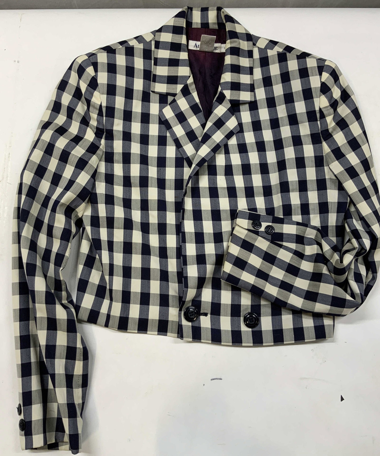 Vntg Ann Taylor cropped gingham blazer 1980s (1 of 6)