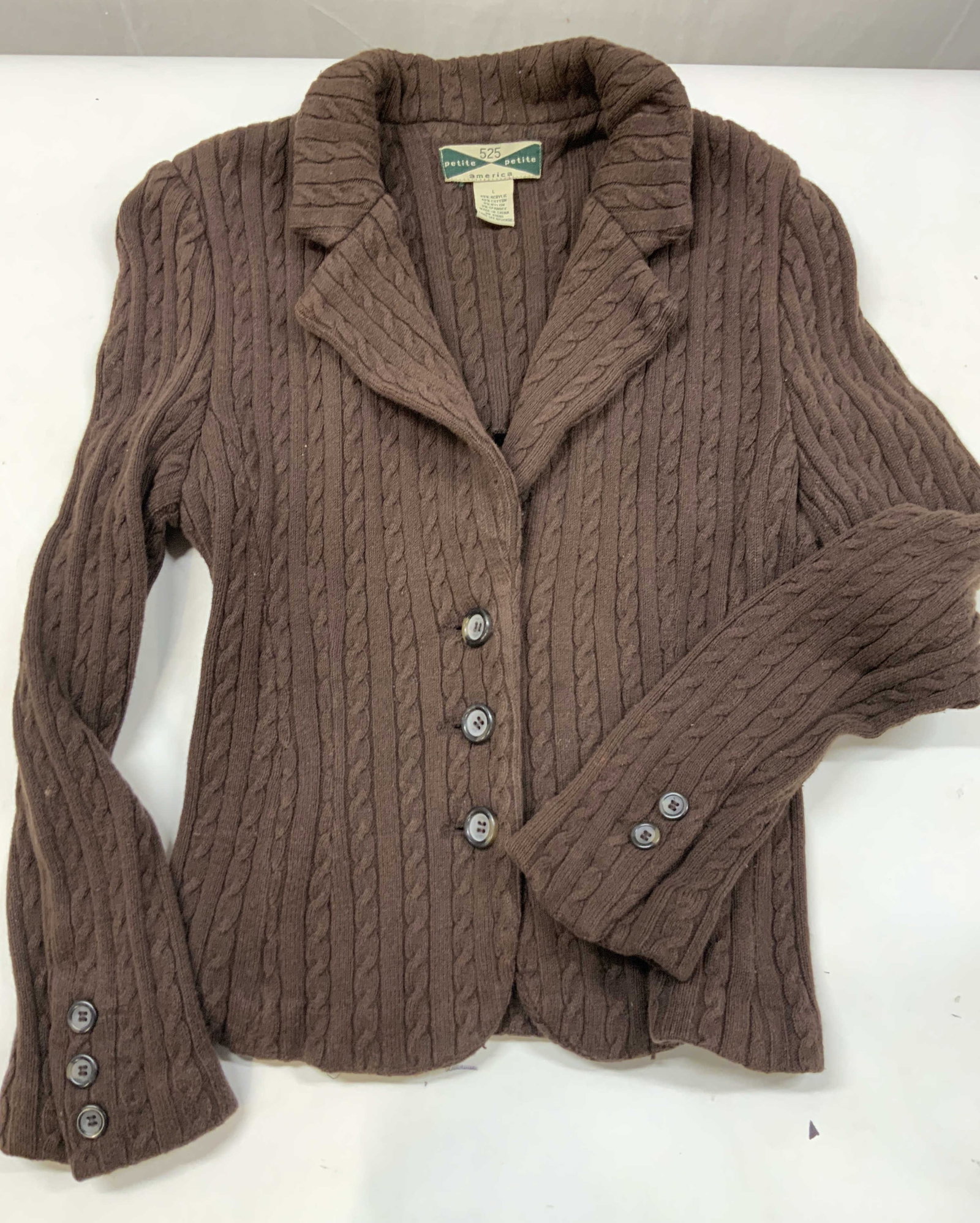 Vntg 525 America brown cable knit cardigan (1 of 6)
