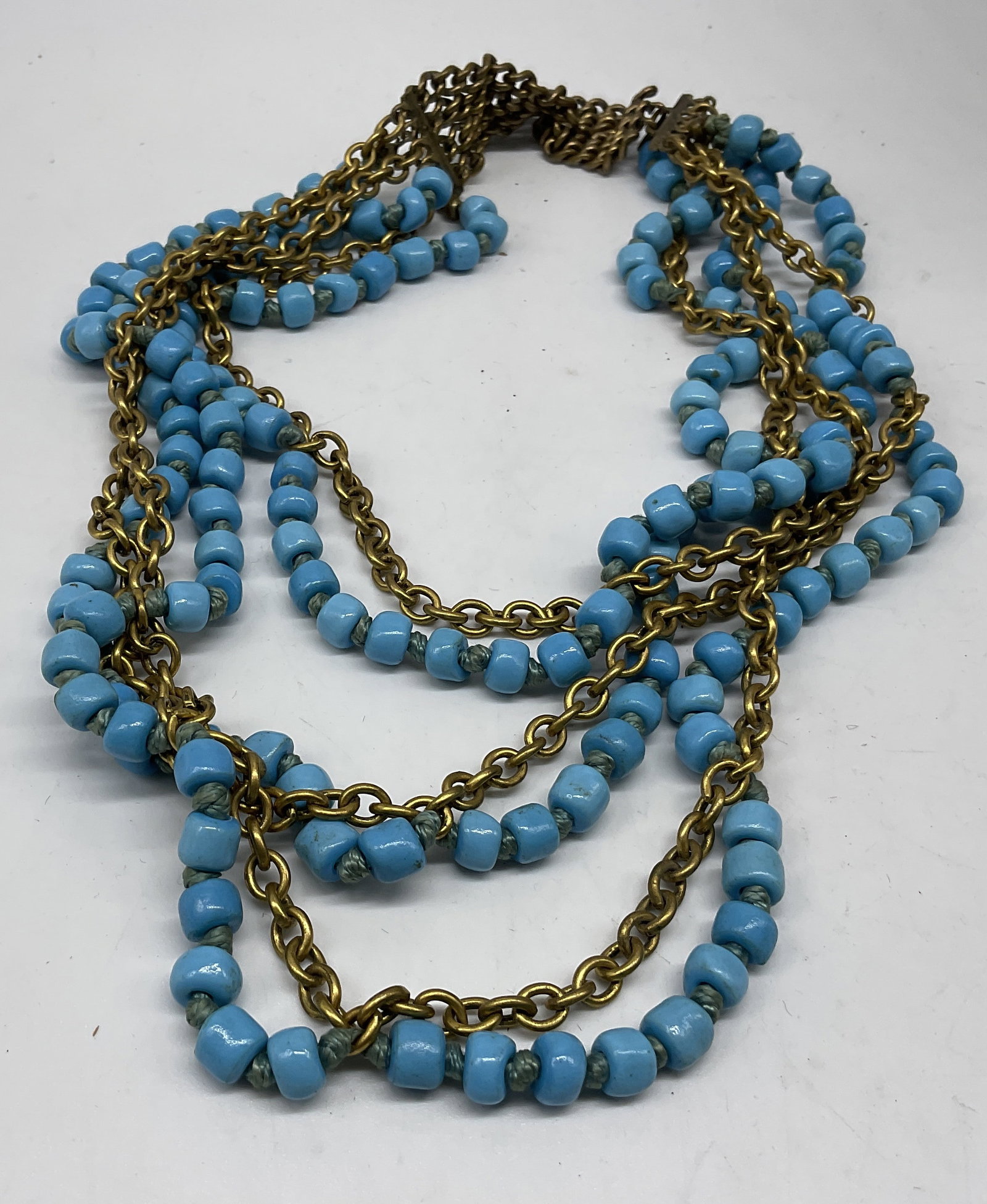 VTG Multi-Strand Blue Beaded Chain Necklace (1 of 6)