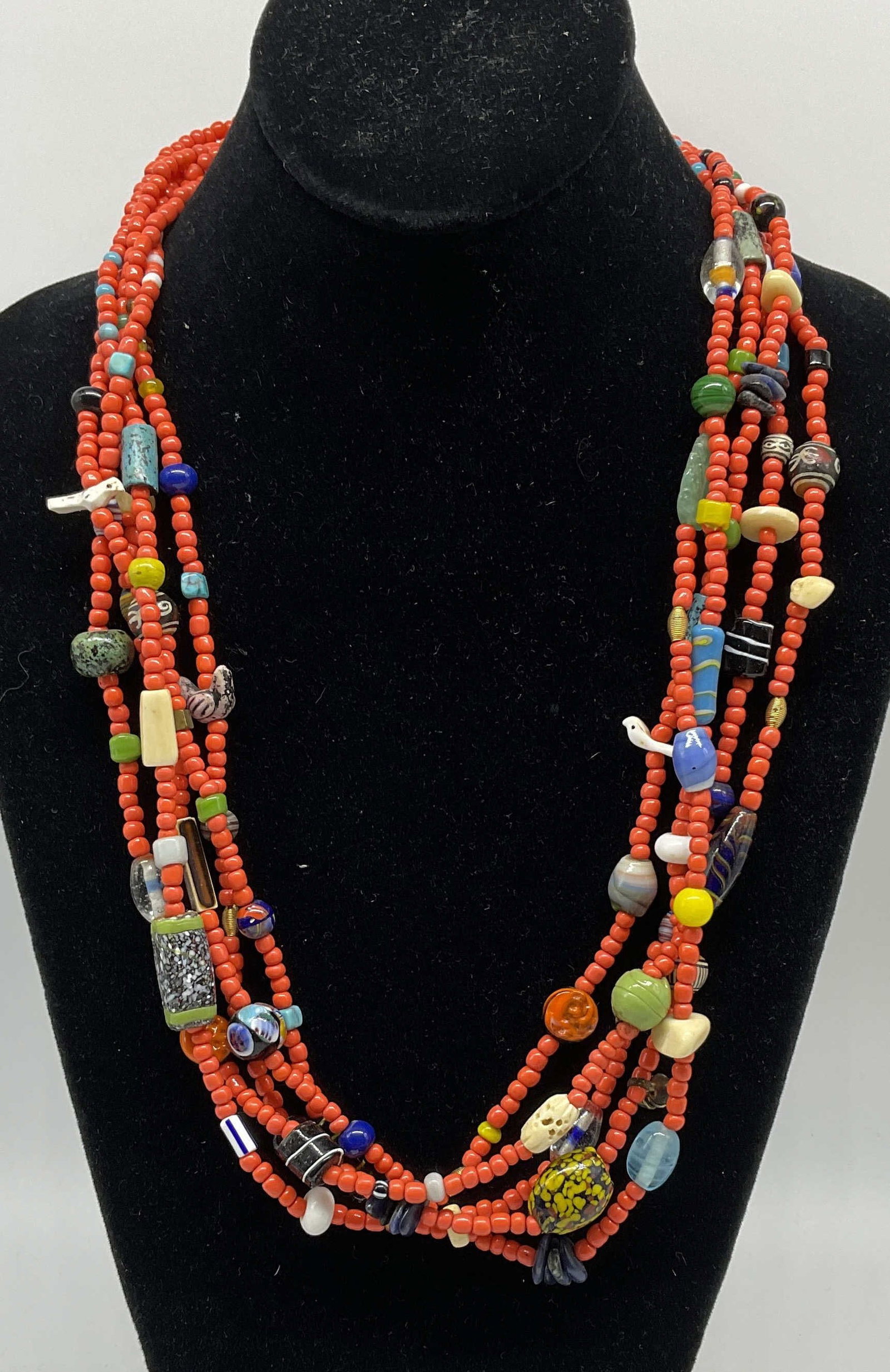 ANTQ African Trade-Bead Multi-Strand Necklace (1 of 7)