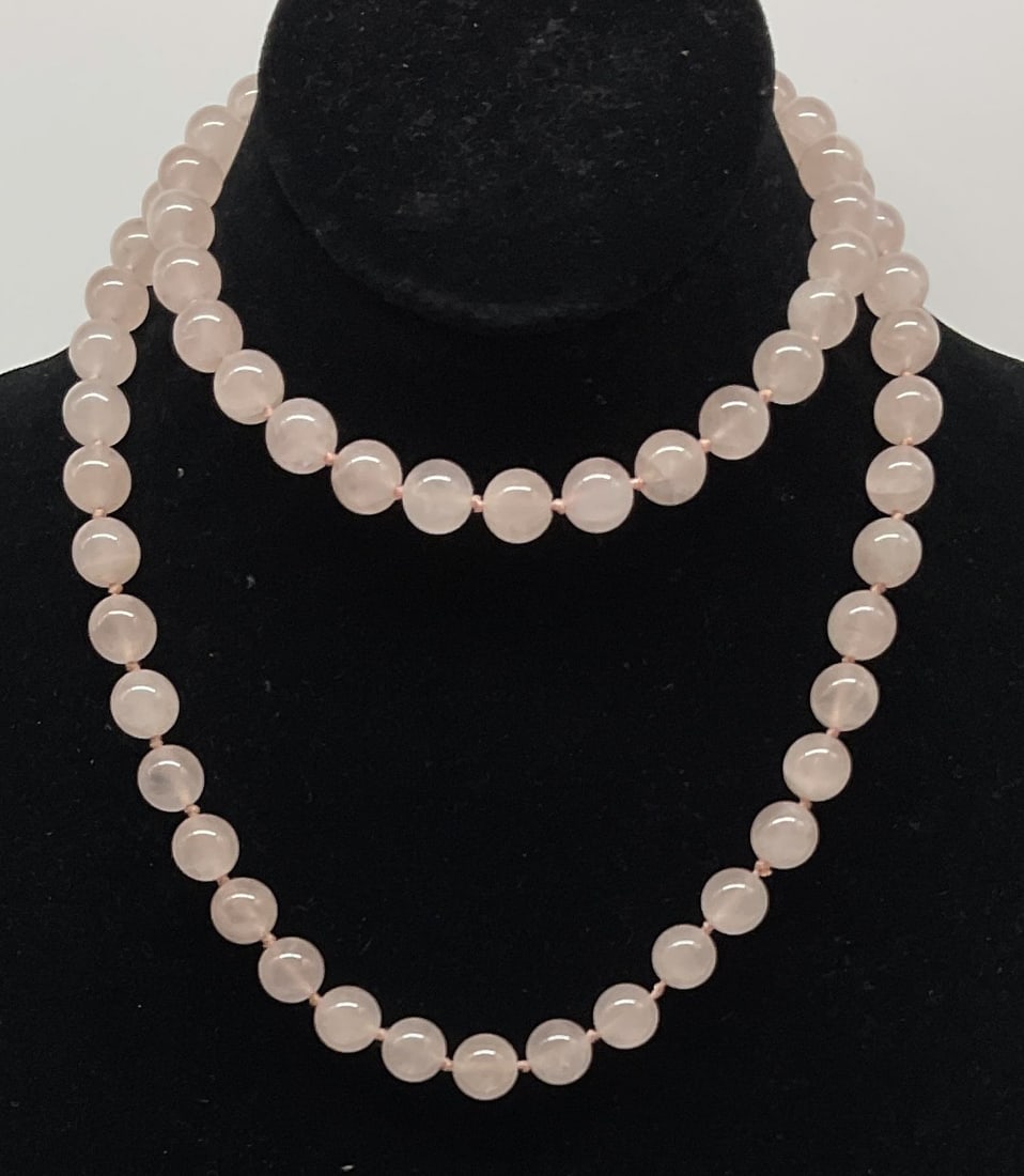 Natural ROSE QUARTZ Gemstone Beaded Necklace: Natural Rose Quartz Gemstone Beaded Necklace. Tested With Presidium Gem Tester II. Condition Consistent With Exposure. Measures app 15.25in L. Natural Gemstones, Rose Quartz, Beads, Semi-Precious,