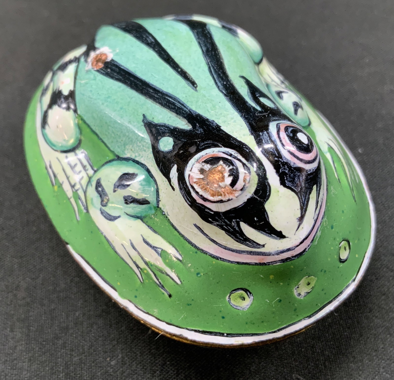 Vtg Canton Enameled Copper Frog Lidded Trinket Box (1 of 8)