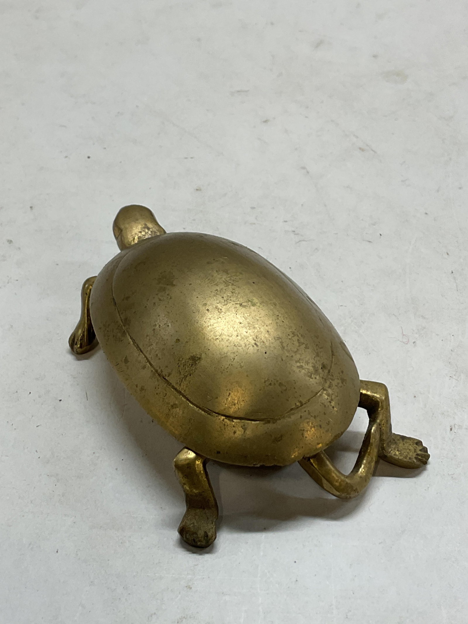 Vintage Solid Brass Turtle Trinket Box India - 2