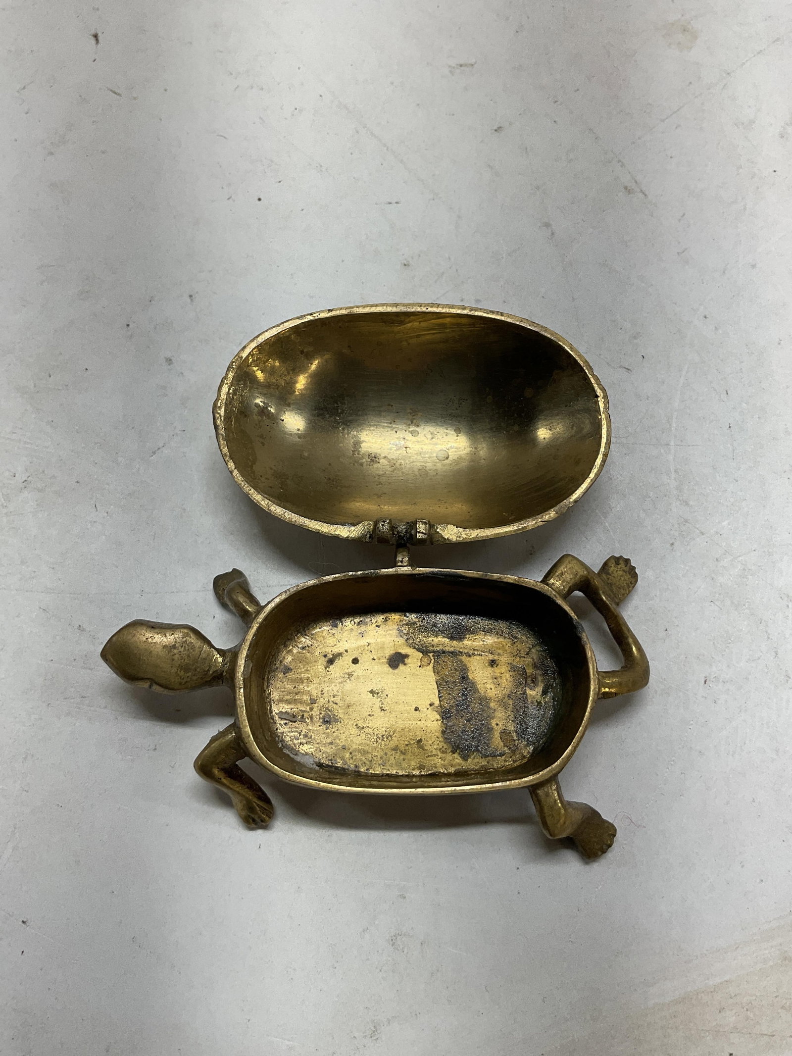 Vintage Solid Brass Turtle Trinket Box India - 5