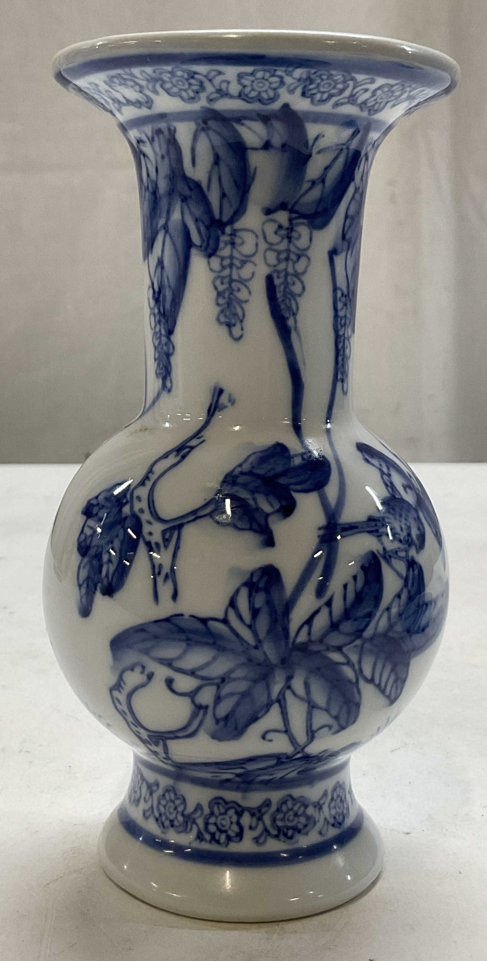 Vintage Blue & White Porcelain Bud Vase (1 of 8)