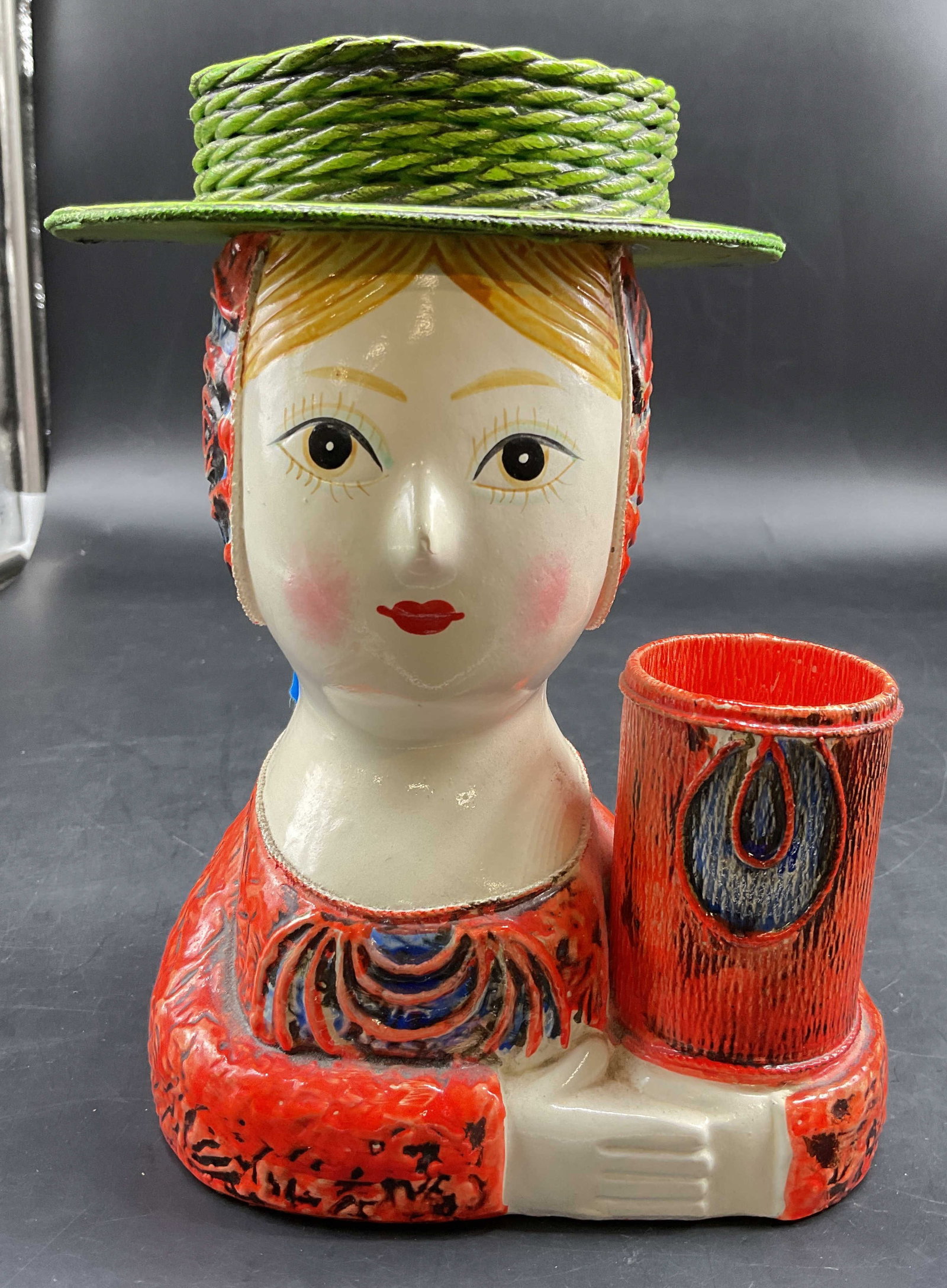 C1960s Mod Paper Mache Female Bust and Holder (1 of 12)