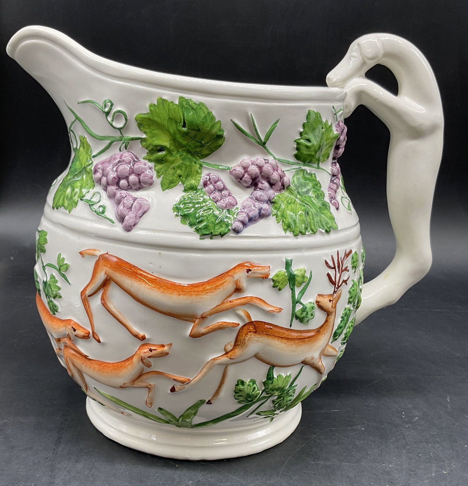 Deer and Dogs Ceramic Pitcher Italy for Gumps (1 of 13)