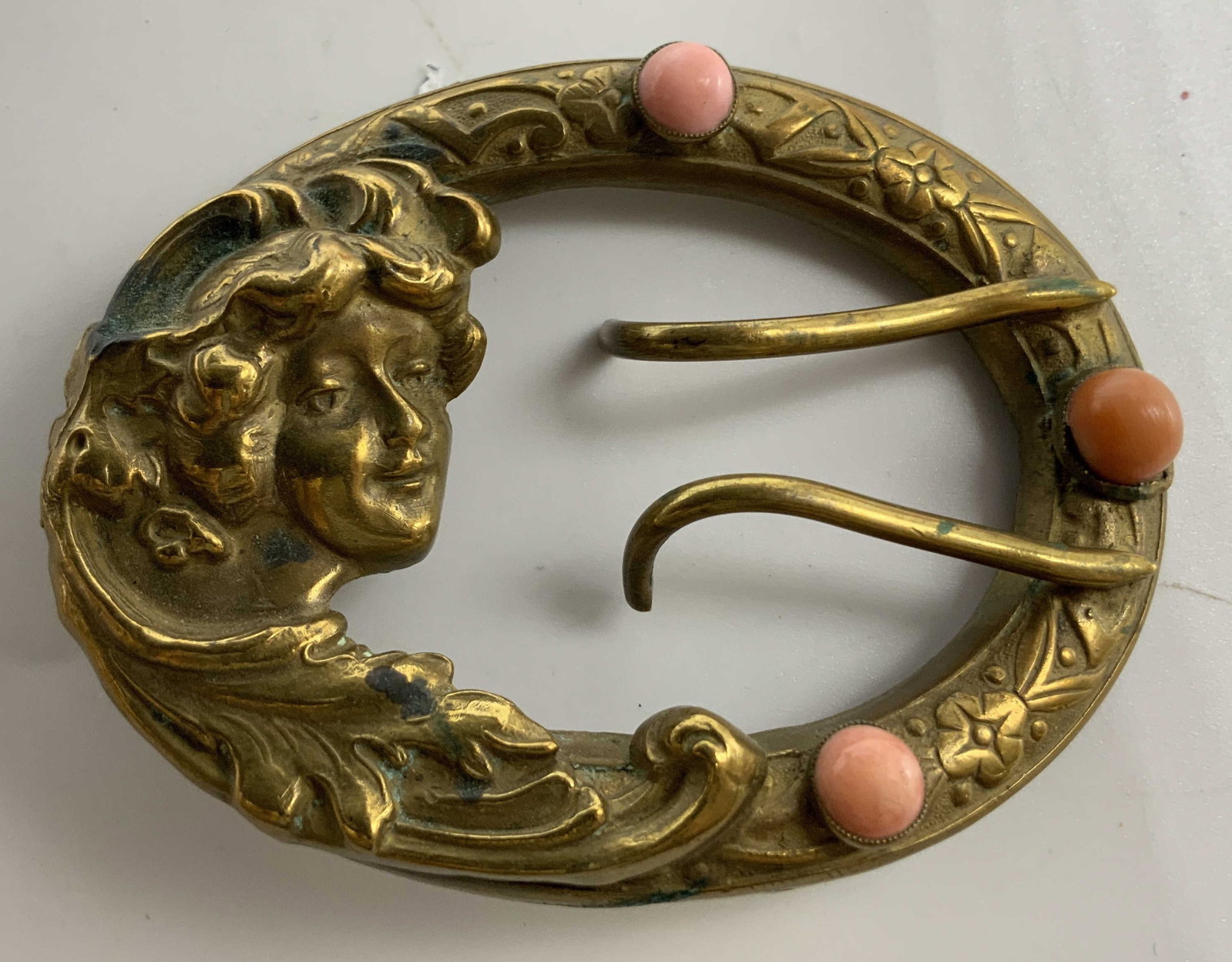 Antique Art Nouveau Gold Tone Sash Belt Buckle (1 of 7)