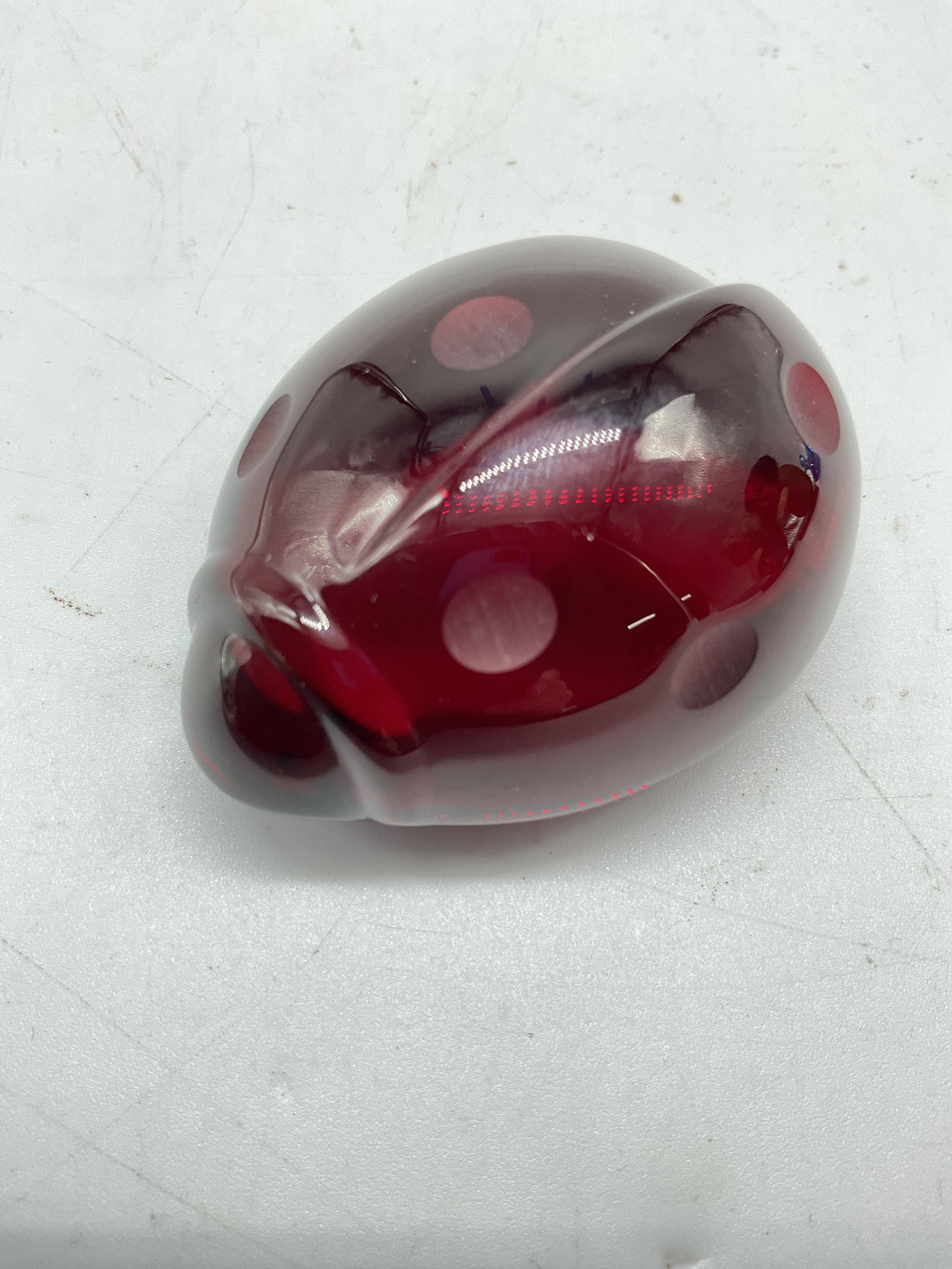 Baccarat Crystal Ruby Red Ladybug Paperweight - 6