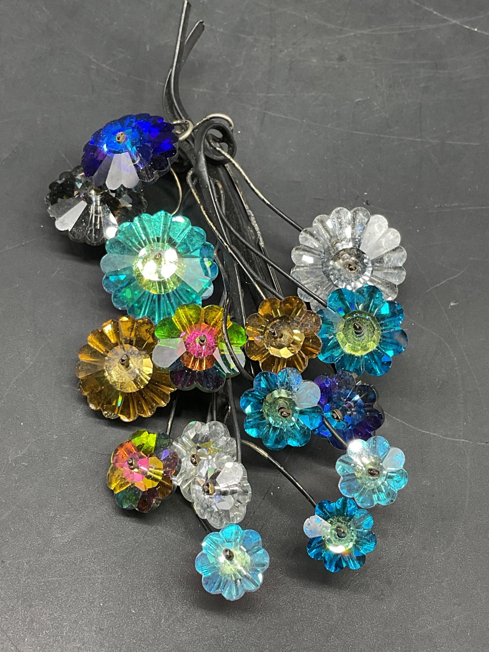 Vntg Statement Austrian Crystal Flower Brooch, Sgn (1 of 5)
