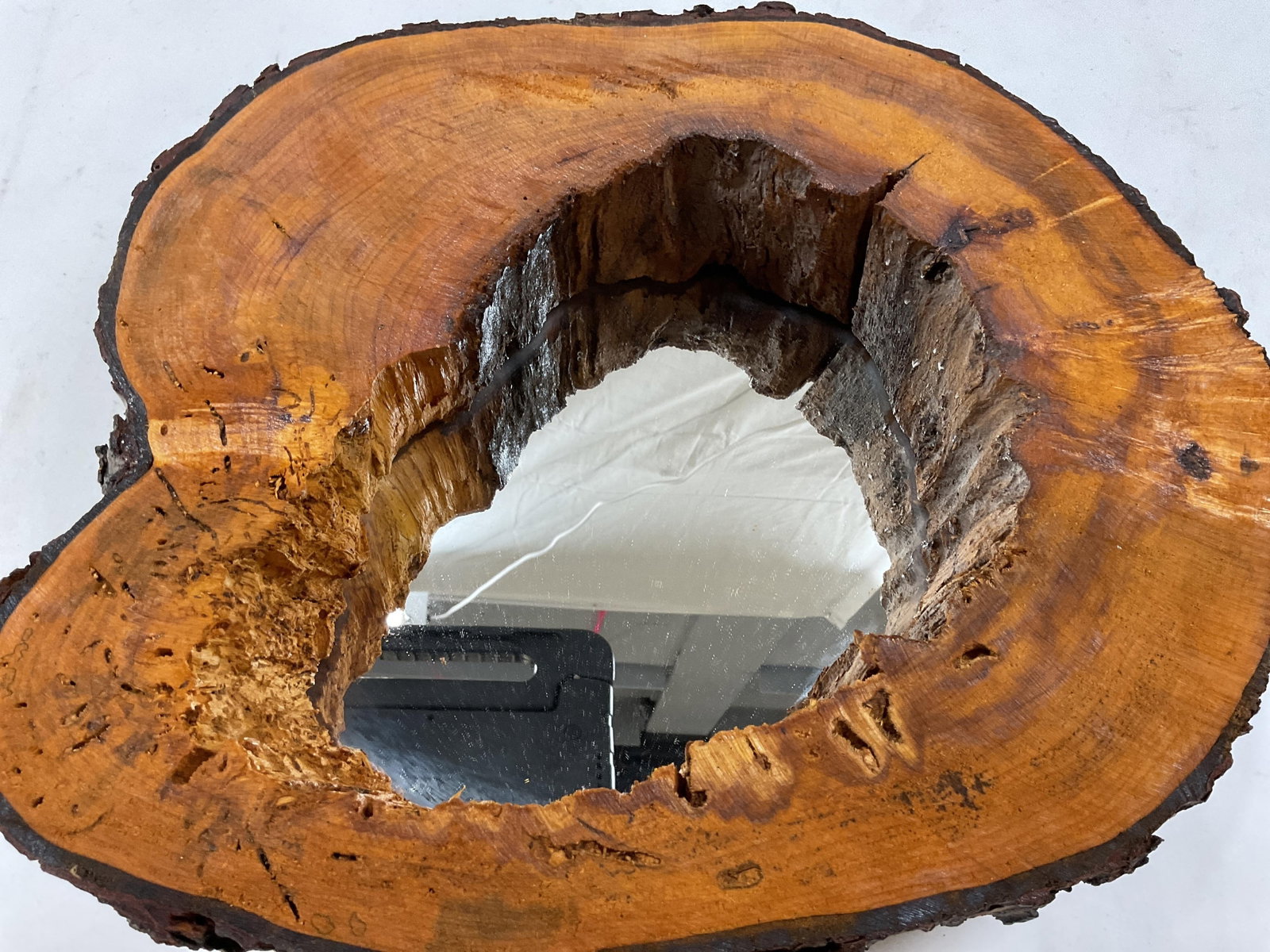 Rustic Hollow Log Live Edge Mirror - 5