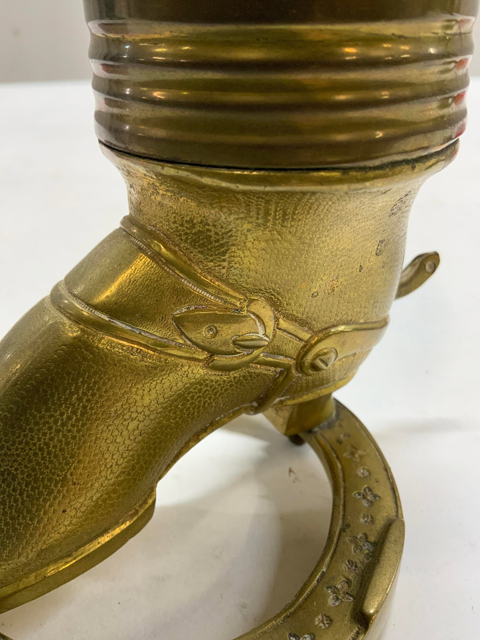Antique Solid Brass Hussar Boot Desk Organizer, - 5