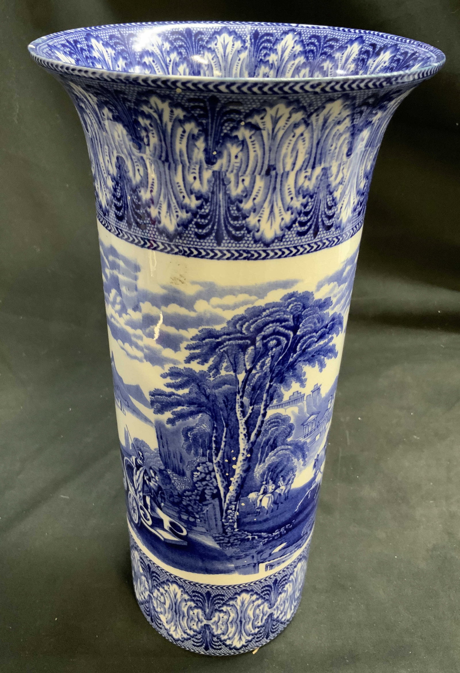 Vntg CAULDON Blue White Transferware Porc Vase (1 of 15)
