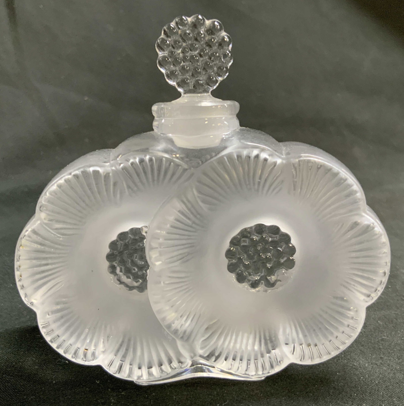 Vntg LALIQUE DEUX Fleurs Crystal Perfume Bottle, (1 of 7)