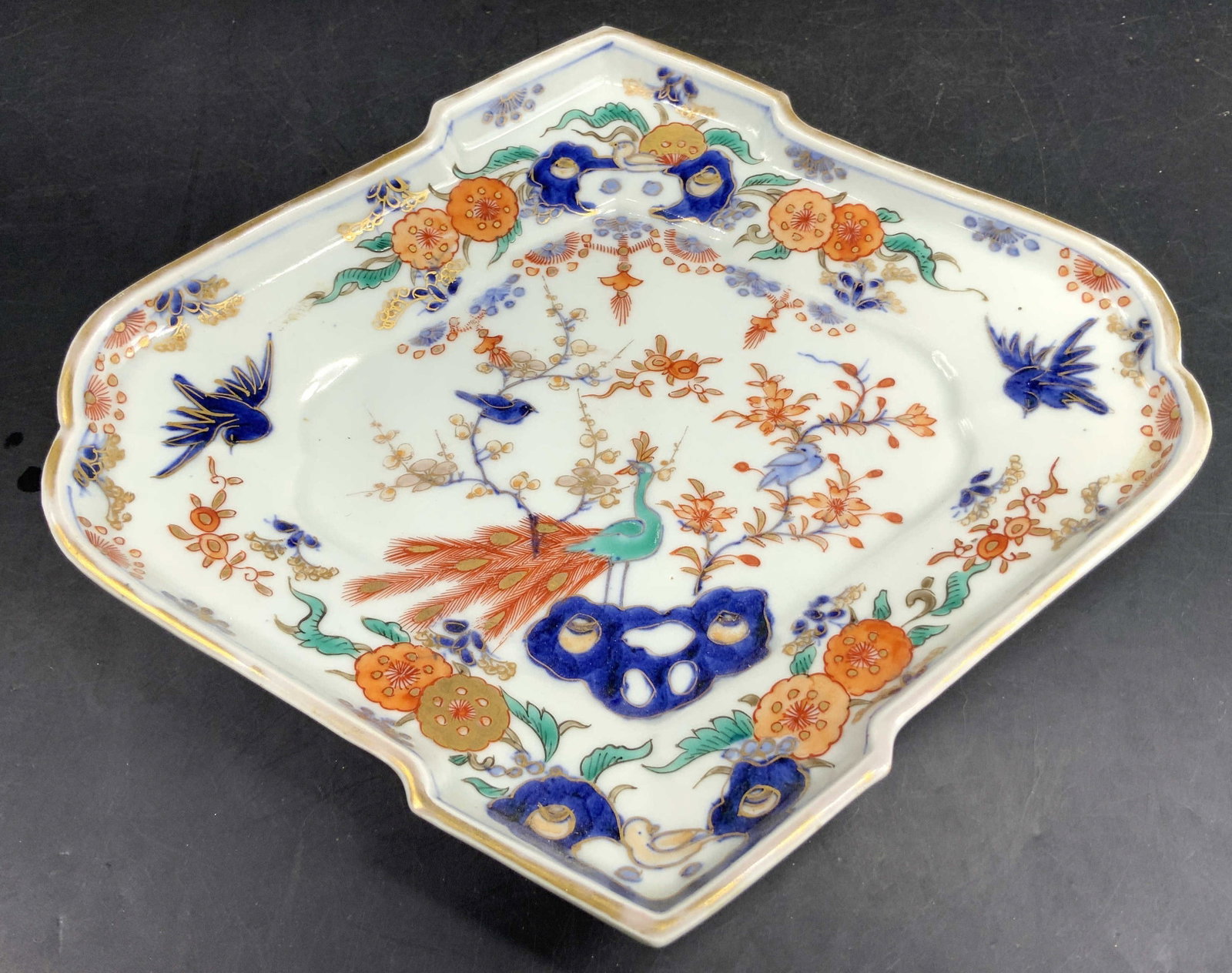 Antq Chinoiserie Peacock Ceramic Diamond Platter (1 of 11)