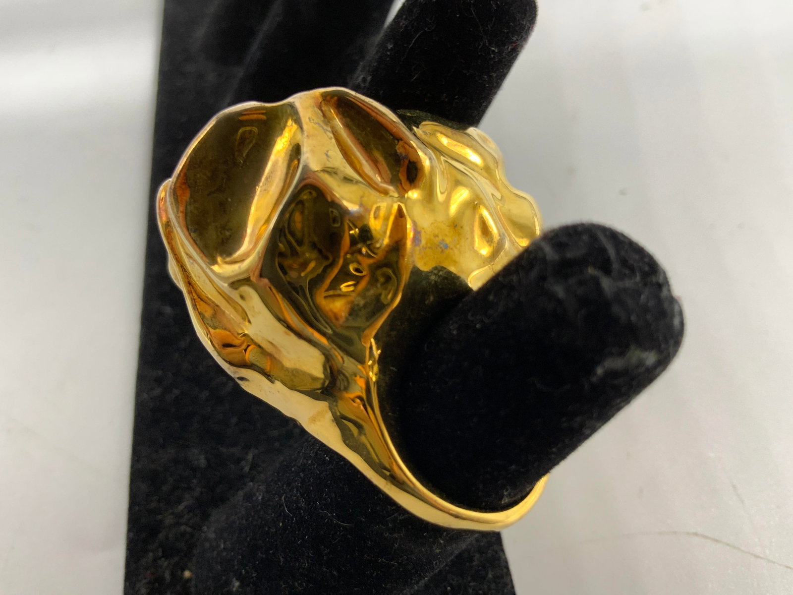 Signed Modernist Gold Tn Statement Ring - 4