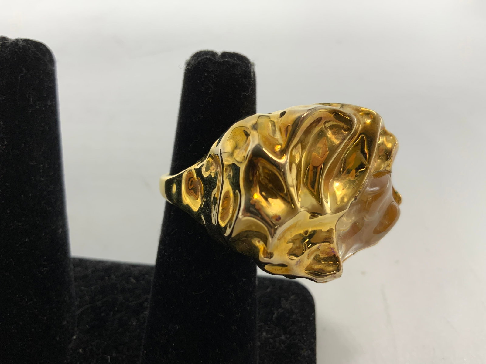 Signed Modernist Gold Tn Statement Ring - 5